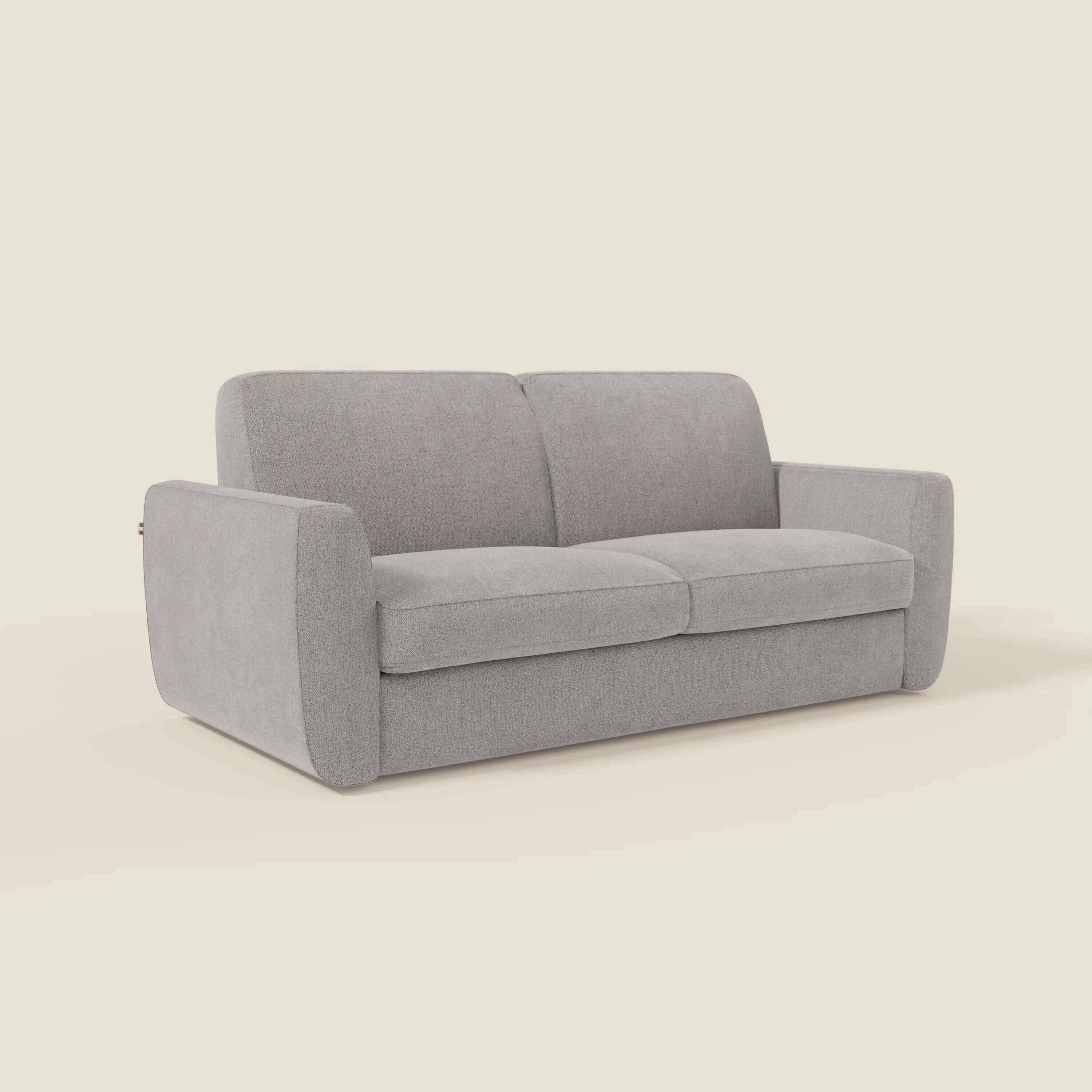 Leonida canapé convertible déhoussable et matelas H 18 cm - coffre à oreiller en tissu détachable T23 gris - Image 3