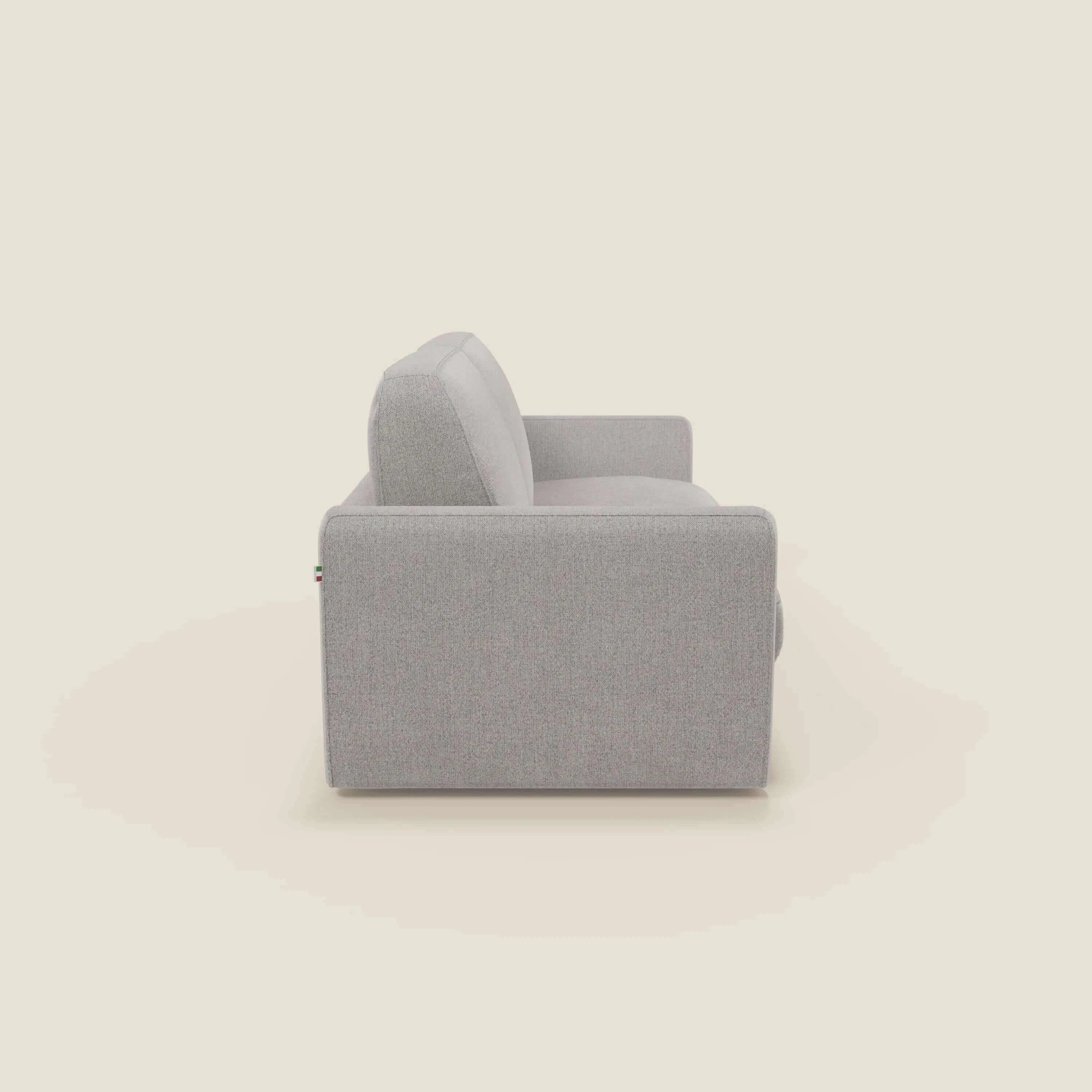 Leonida canapé convertible déhoussable et matelas H 18 cm - coffre à oreiller en tissu détachable T23 gris - Image 4