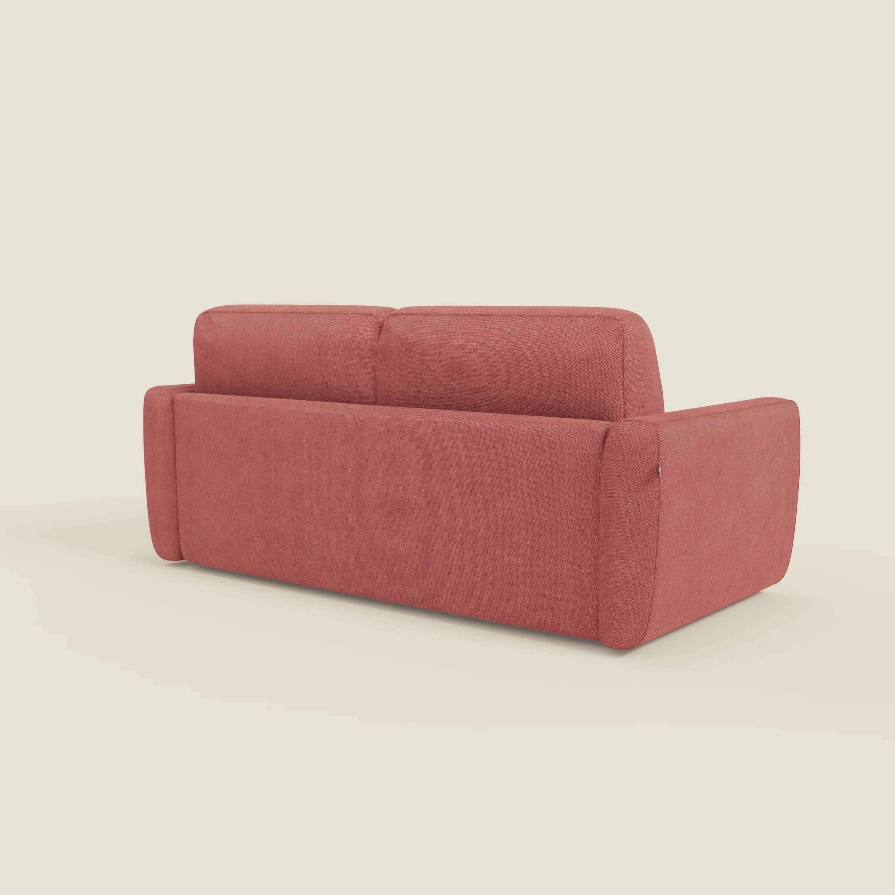 Leonida canapé convertible déhoussable et matelas H 18 cm - coffre à oreiller en tissu détachable T23 rouge - Image 5