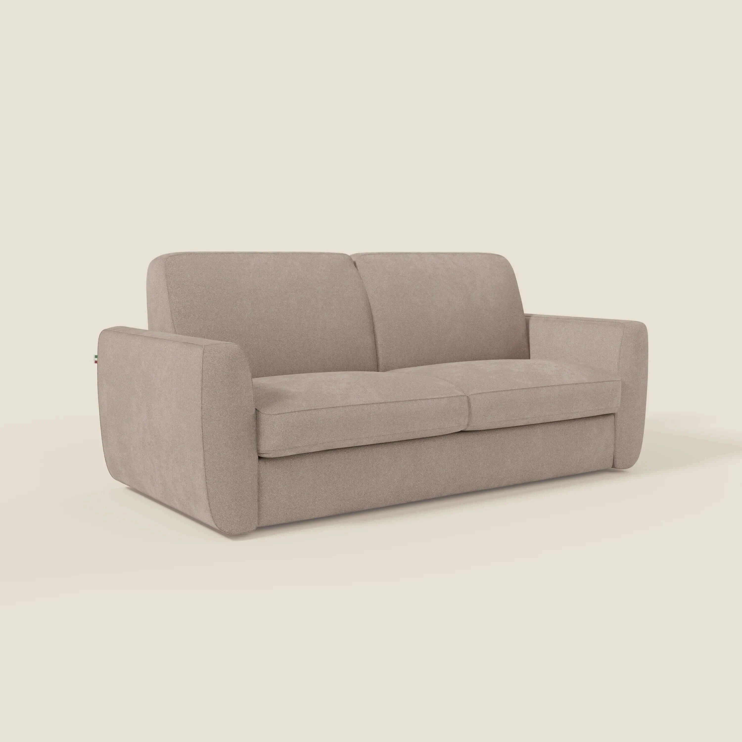 Leonida canapé convertible déhoussable et matelas H 18 cm - coffre à oreiller en tissu détachable T23 tortora - Image 3