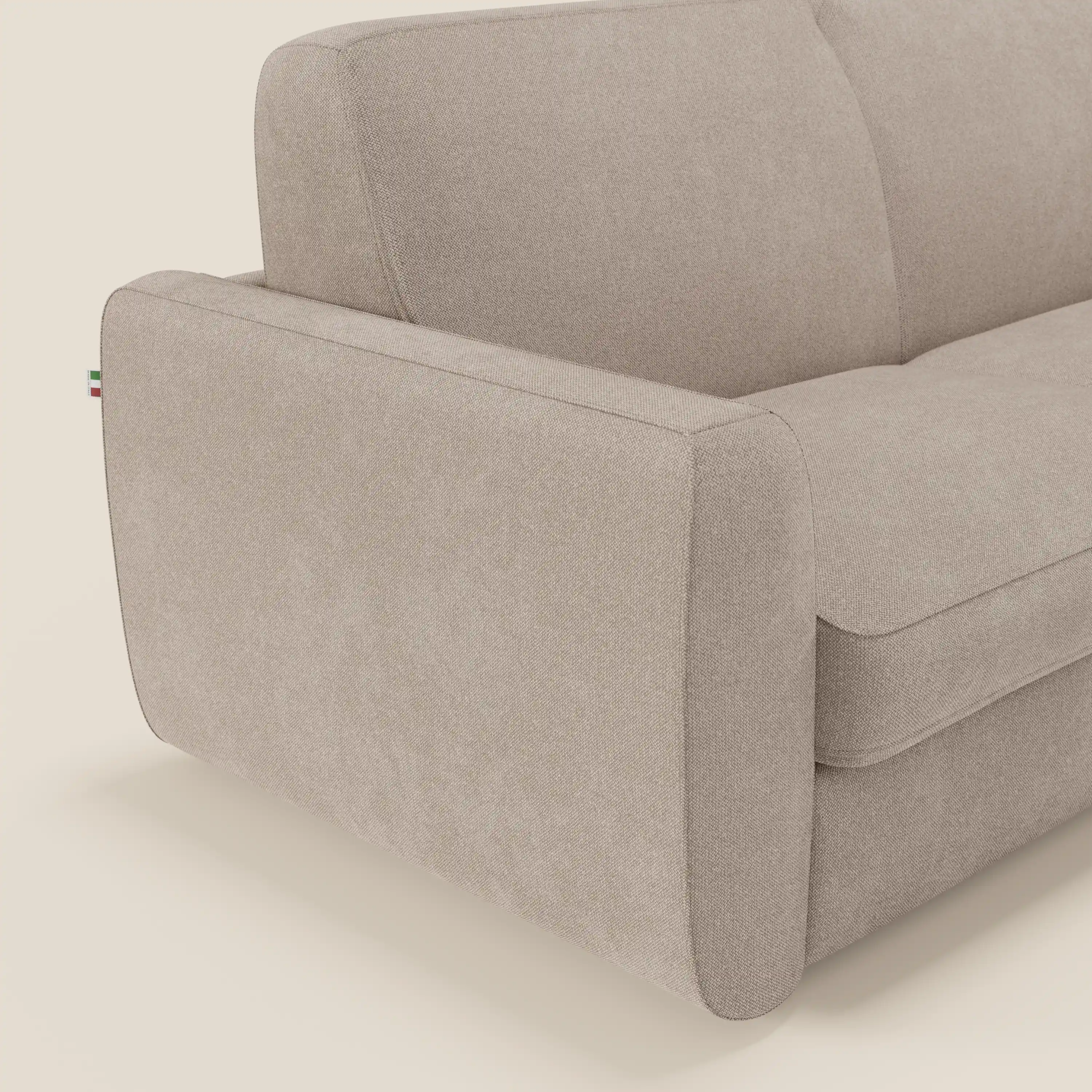 Leonida canapé convertible déhoussable et matelas H 18 cm - coffre à oreiller en tissu détachable T23 tortora - Image 6