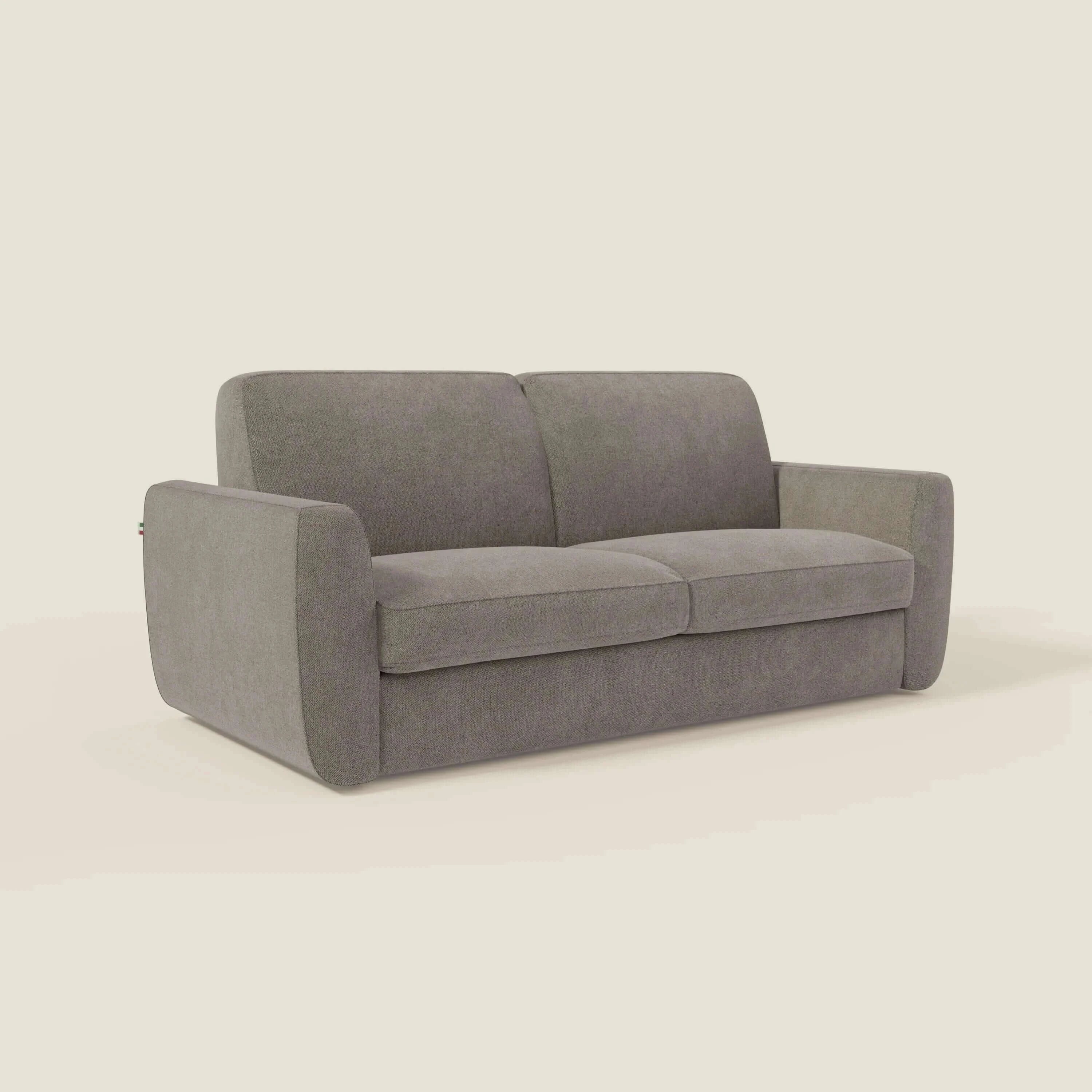 Leonida canapé convertible déhoussable et matelas H 18 cm - coffre à oreiller en tissu détachable T23 taupe - Image 3