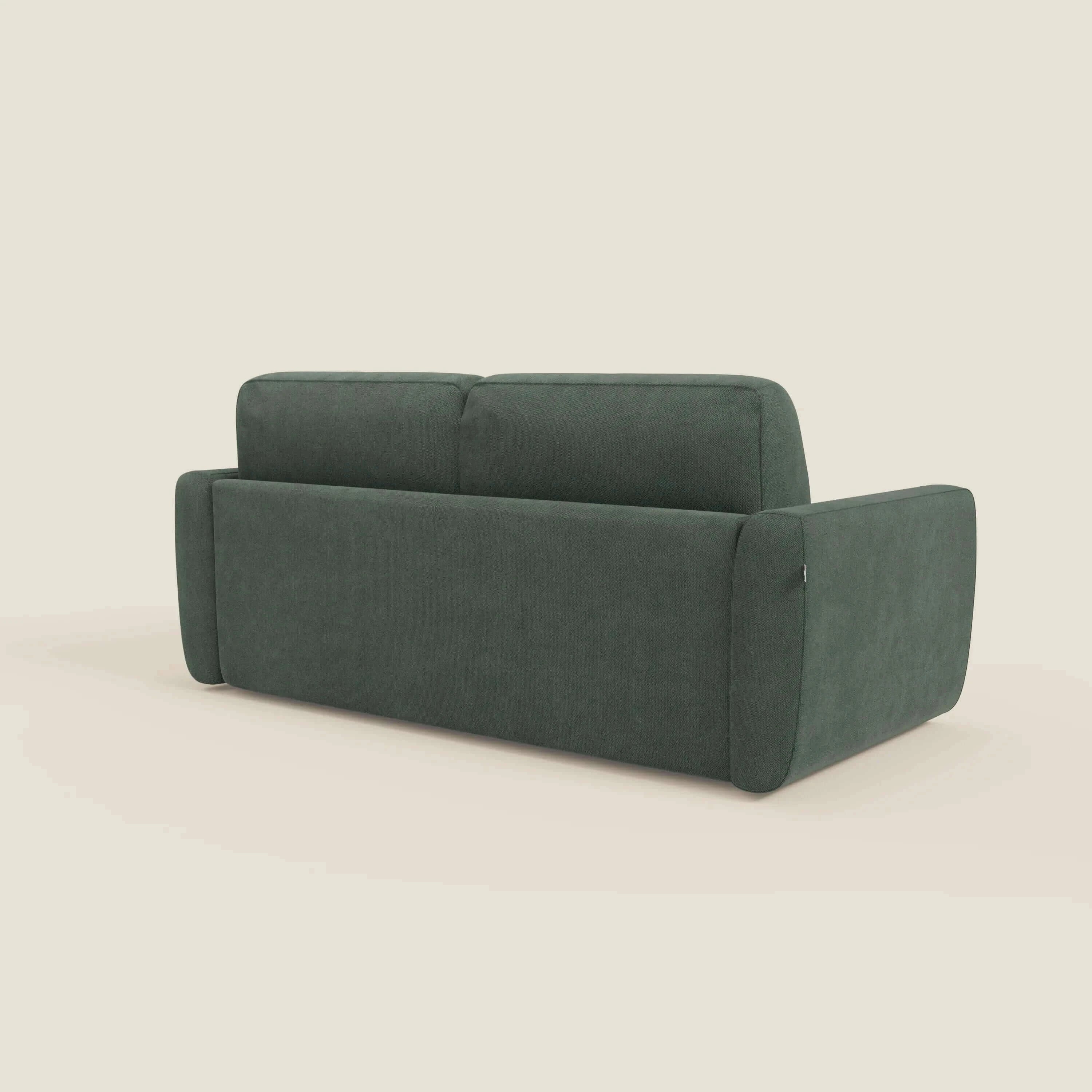 Leonida canapé convertible déhoussable et matelas H 18 cm - coffre à oreiller en tissu détachable T23 vert - Image 5
