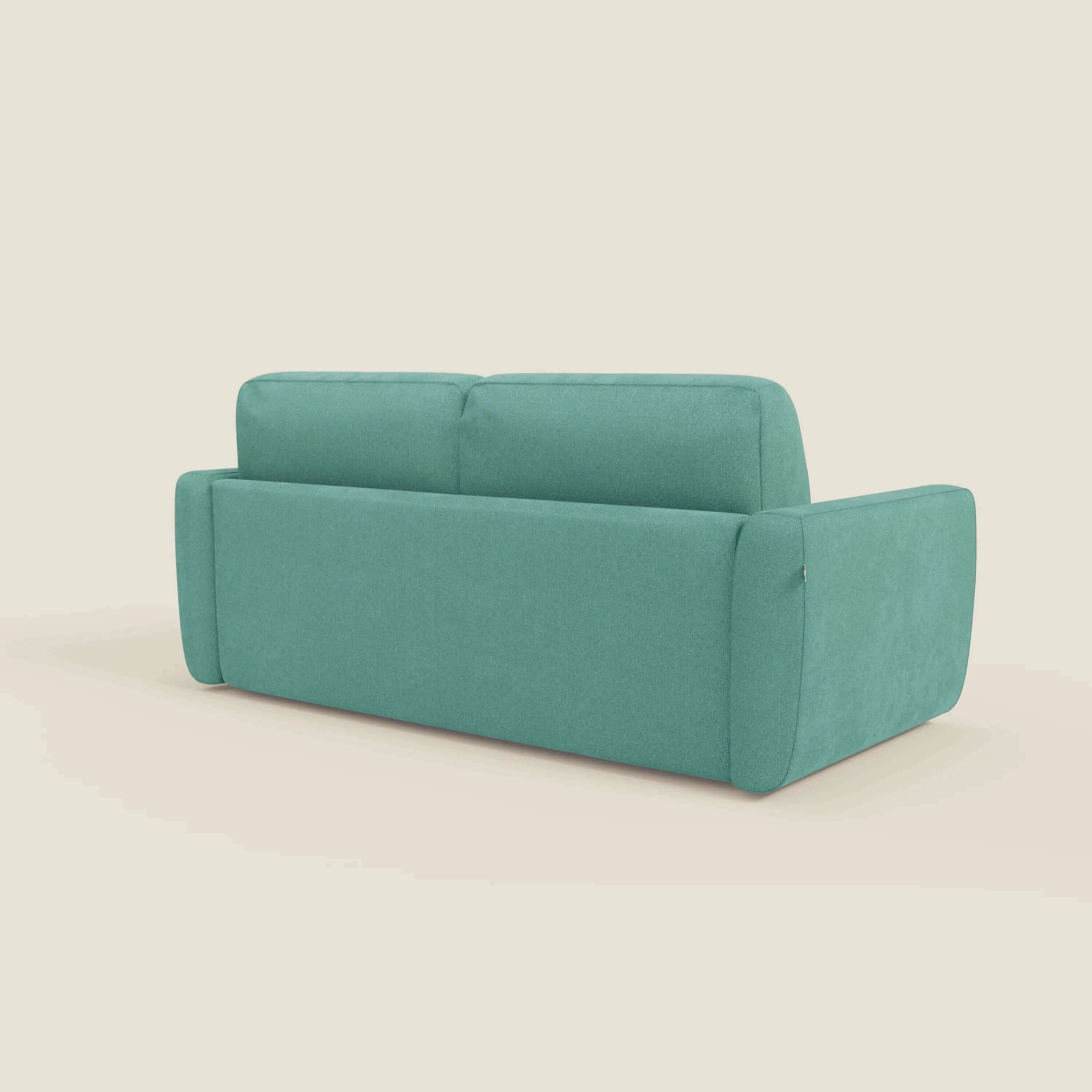 Leonida canapé convertible déhoussable et matelas H 18 cm - coffre à oreiller en tissu détachable T23 vert aquamarine - Image 5