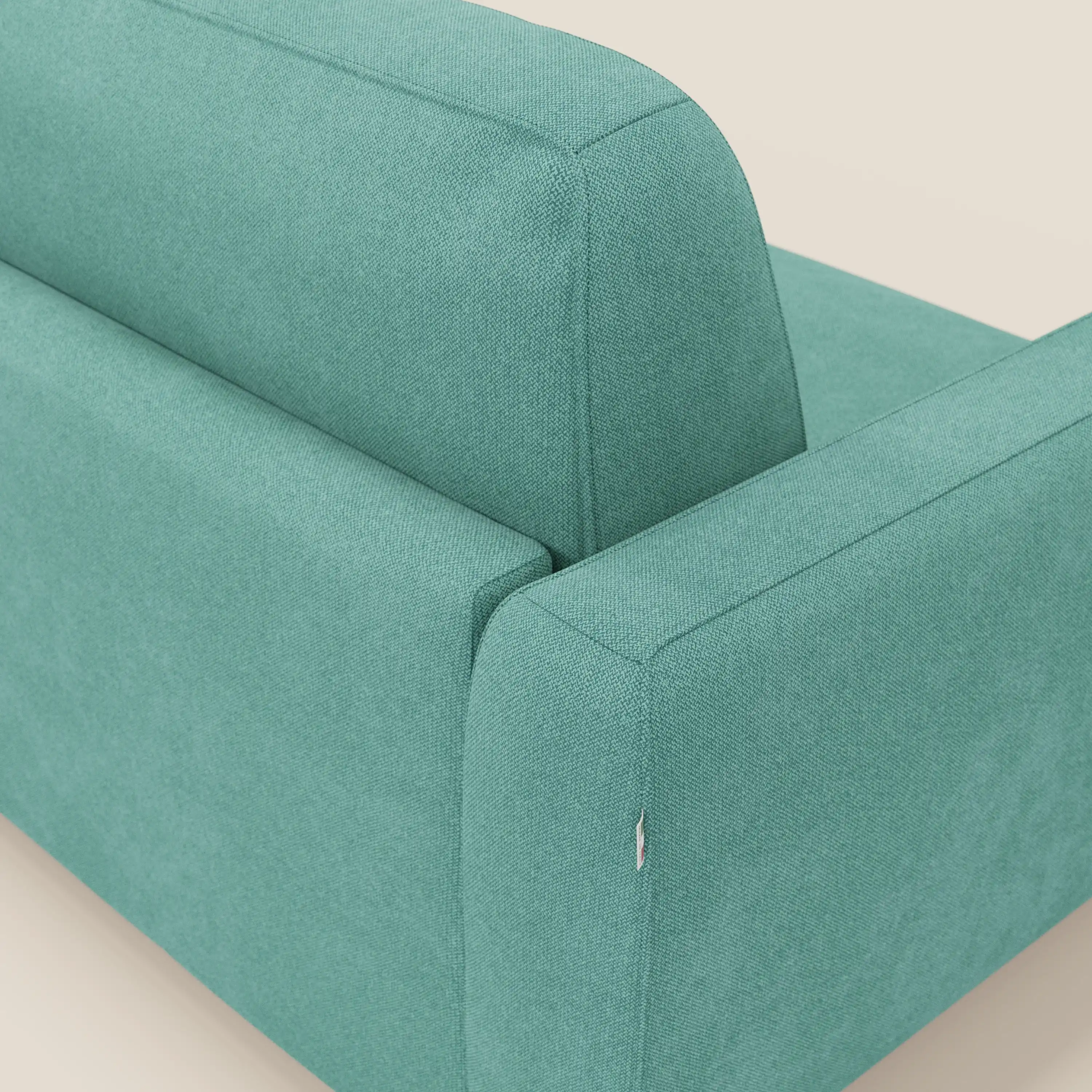 Leonida canapé convertible déhoussable et matelas H 18 cm - coffre à oreiller en tissu détachable T23 vert aquamarine - Image 8