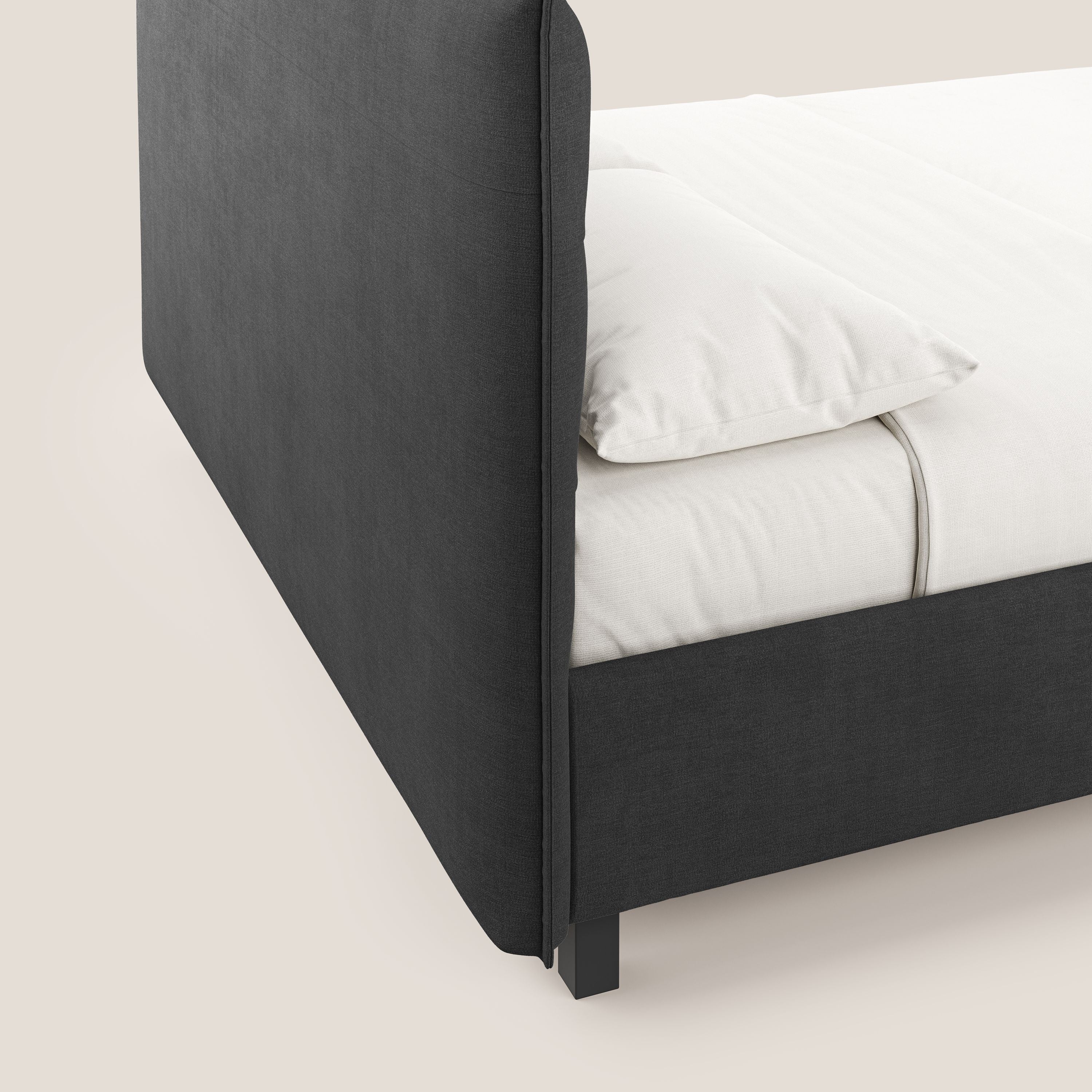 Liam lit coffre avec tête de lit capitonnée en tissu détachable T17 anthracite - Image 5