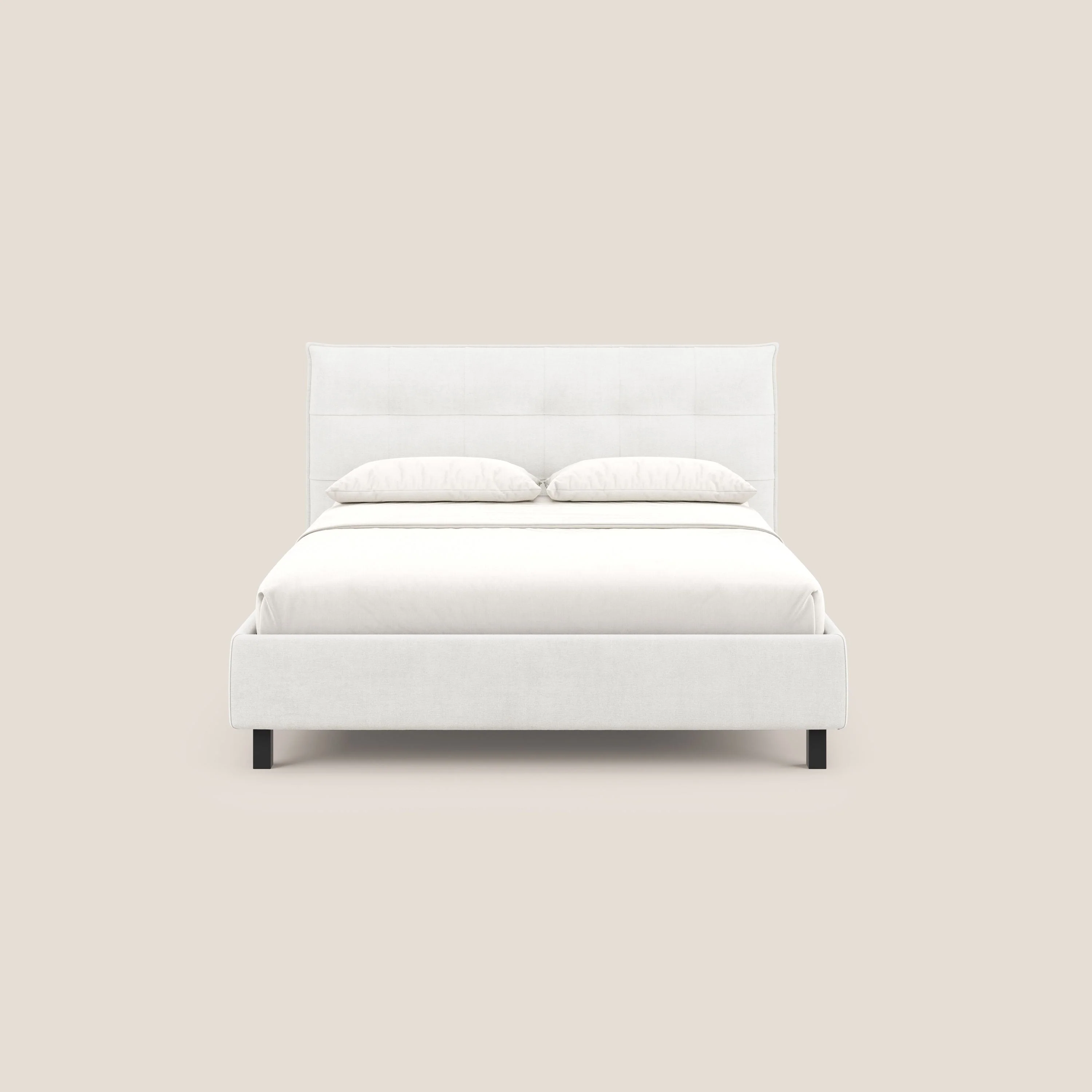Liam lit coffre avec tête de lit capitonnée en tissu détachable T17 blanc - Image 3