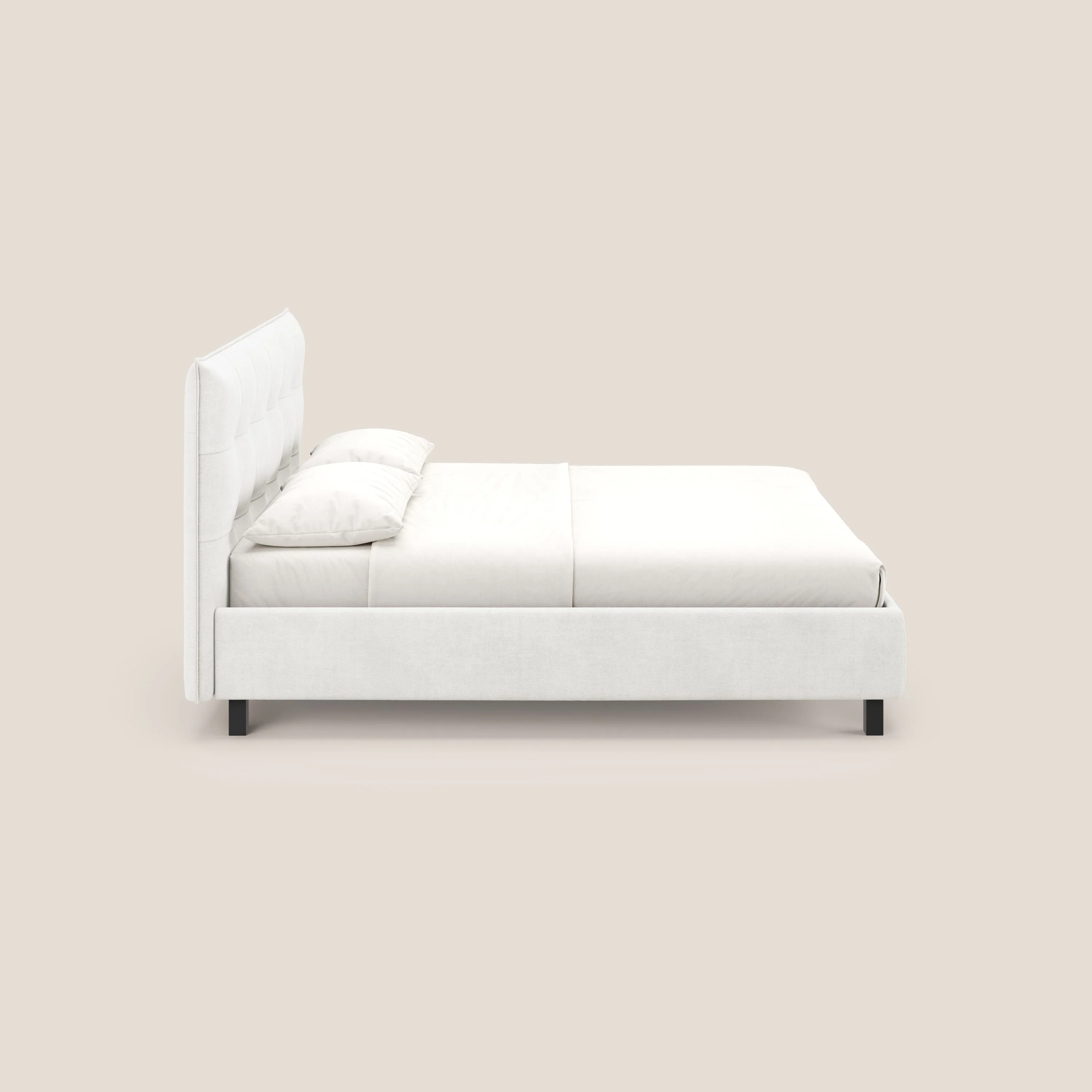 Liam lit coffre avec tête de lit capitonnée en tissu détachable T17 blanc - Image 4