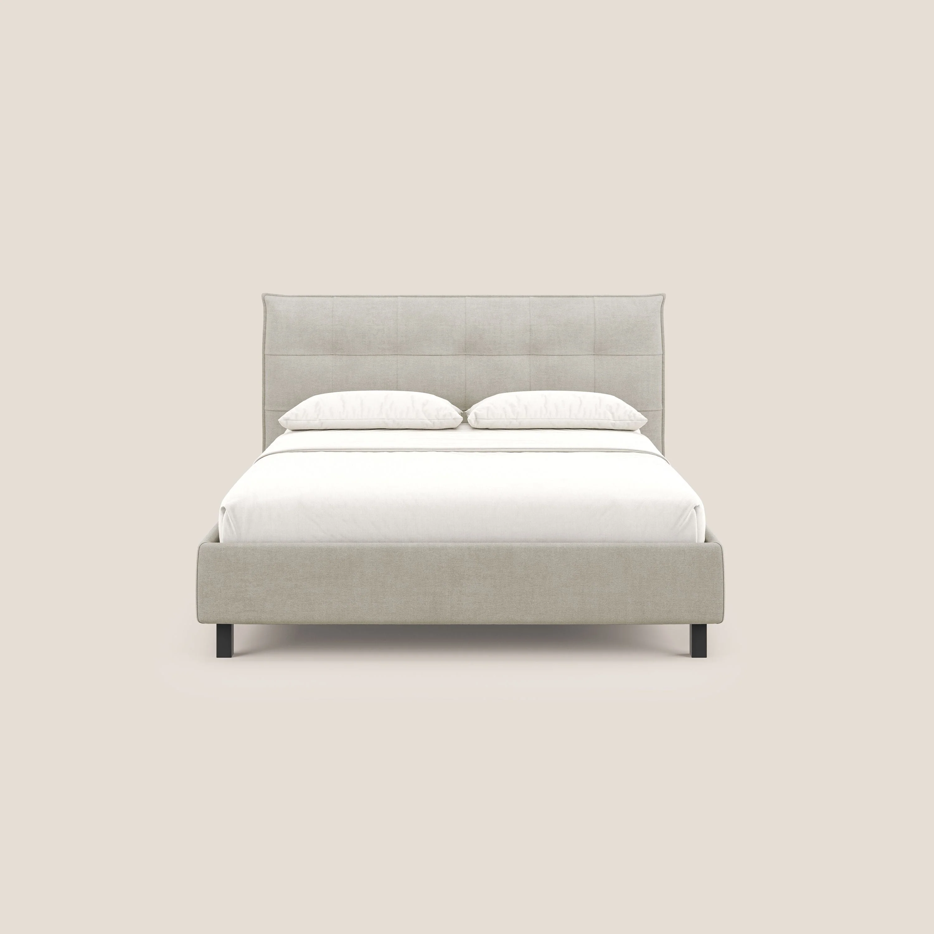 Liam lit coffre avec tête de lit capitonnée en tissu détachable T17 crème - Image 3