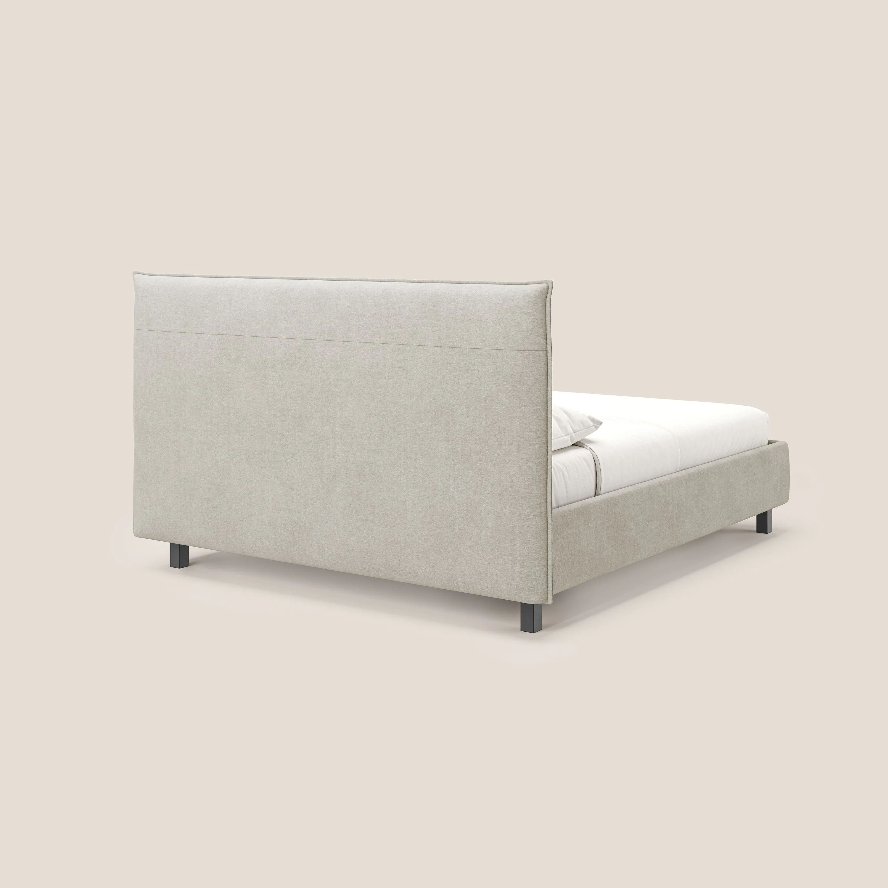 Liam lit coffre avec tête de lit capitonnée en tissu détachable T17 crème - Image 5