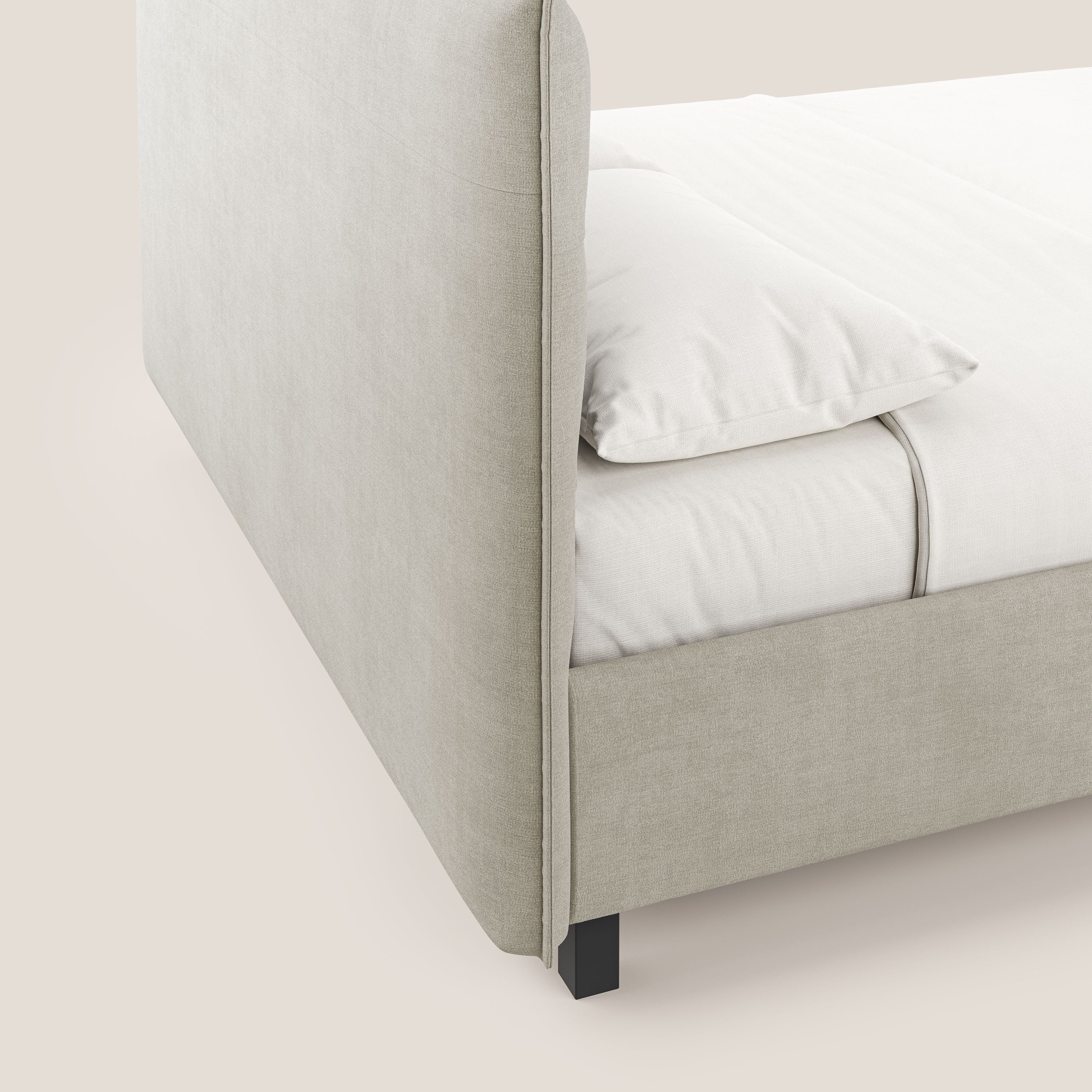 Liam lit coffre avec tête de lit capitonnée en tissu détachable T17 crème - Image 7