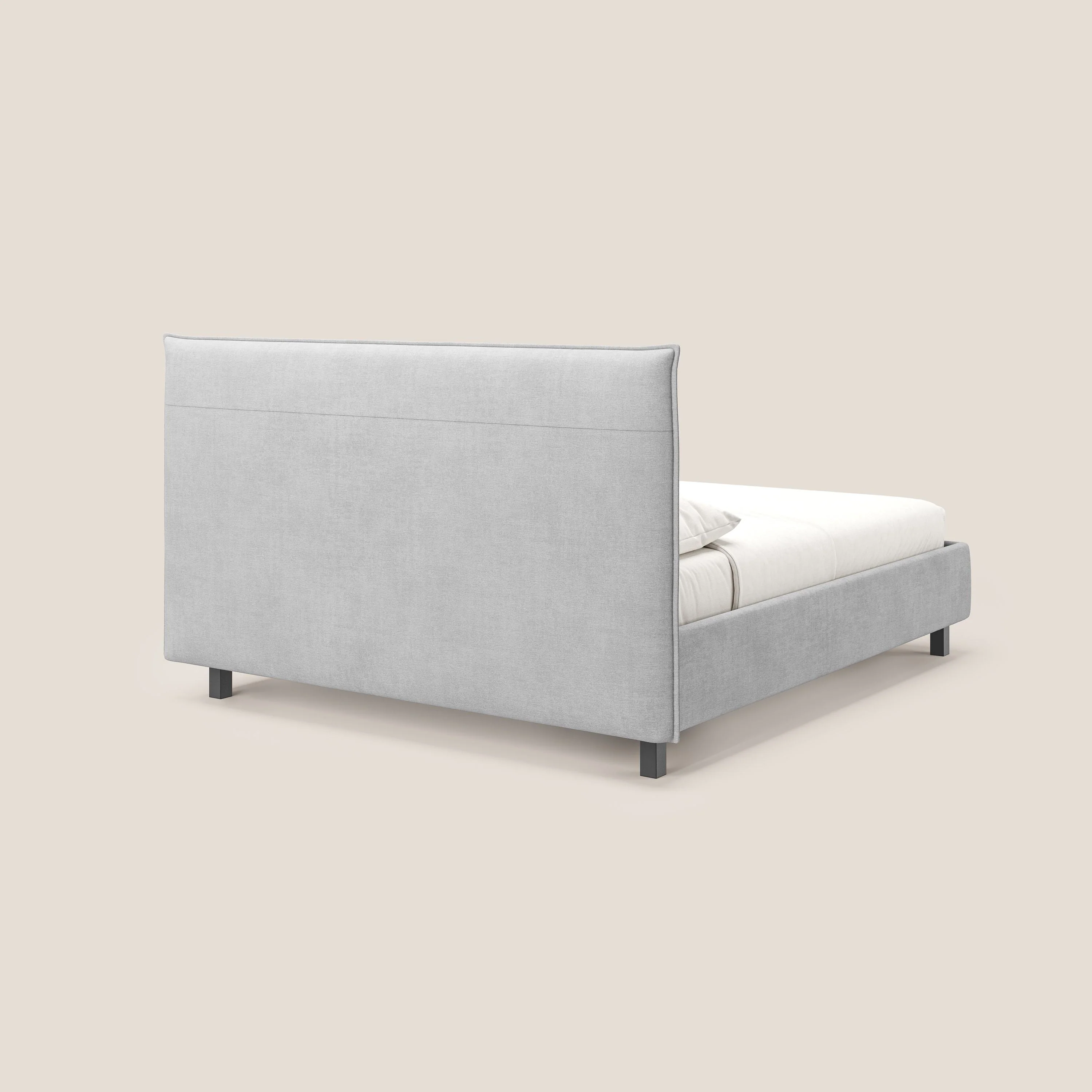 Liam lit coffre avec tête de lit capitonnée en tissu détachable T17 gris - Image 5