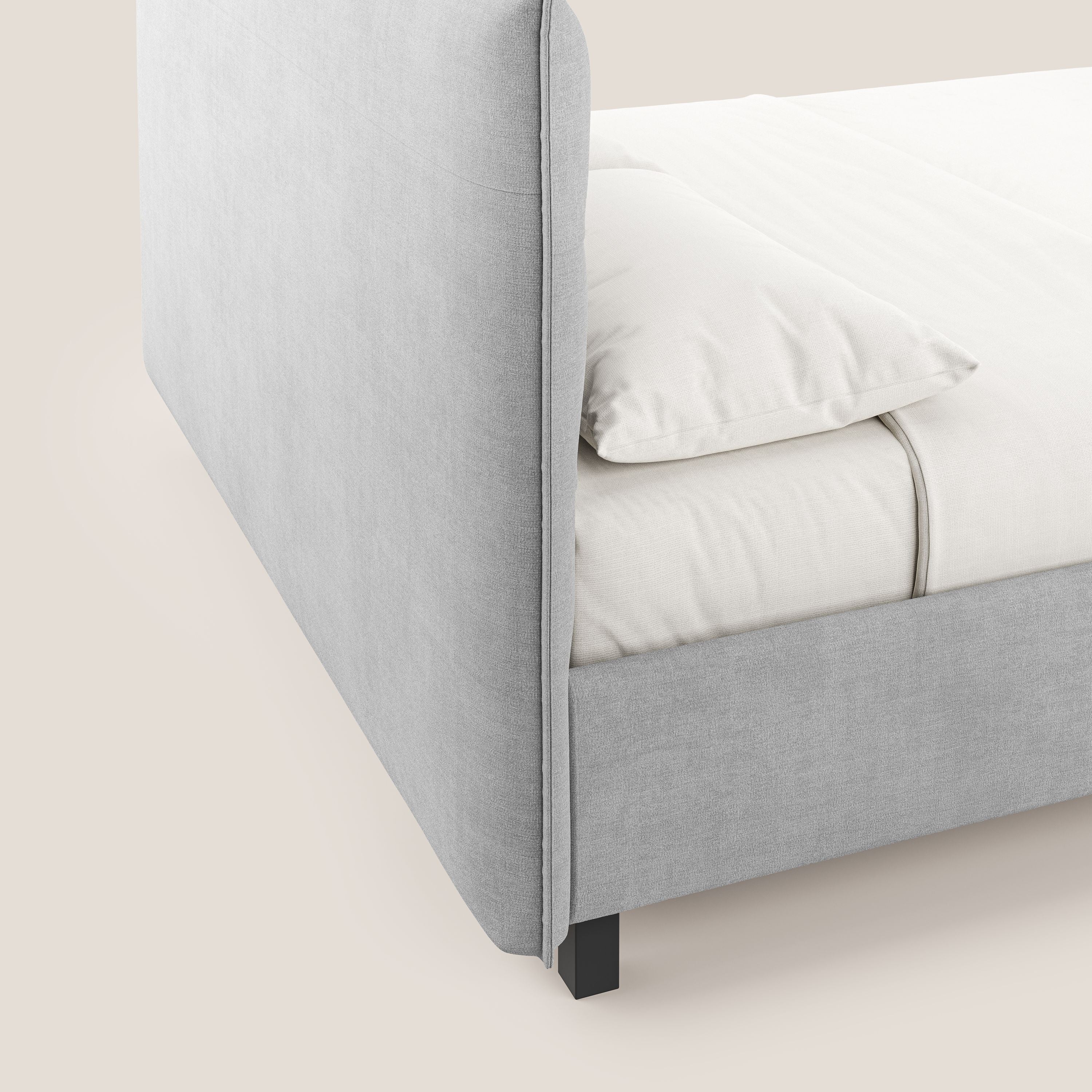 Liam lit coffre avec tête de lit capitonnée en tissu détachable T17 gris - Image 7