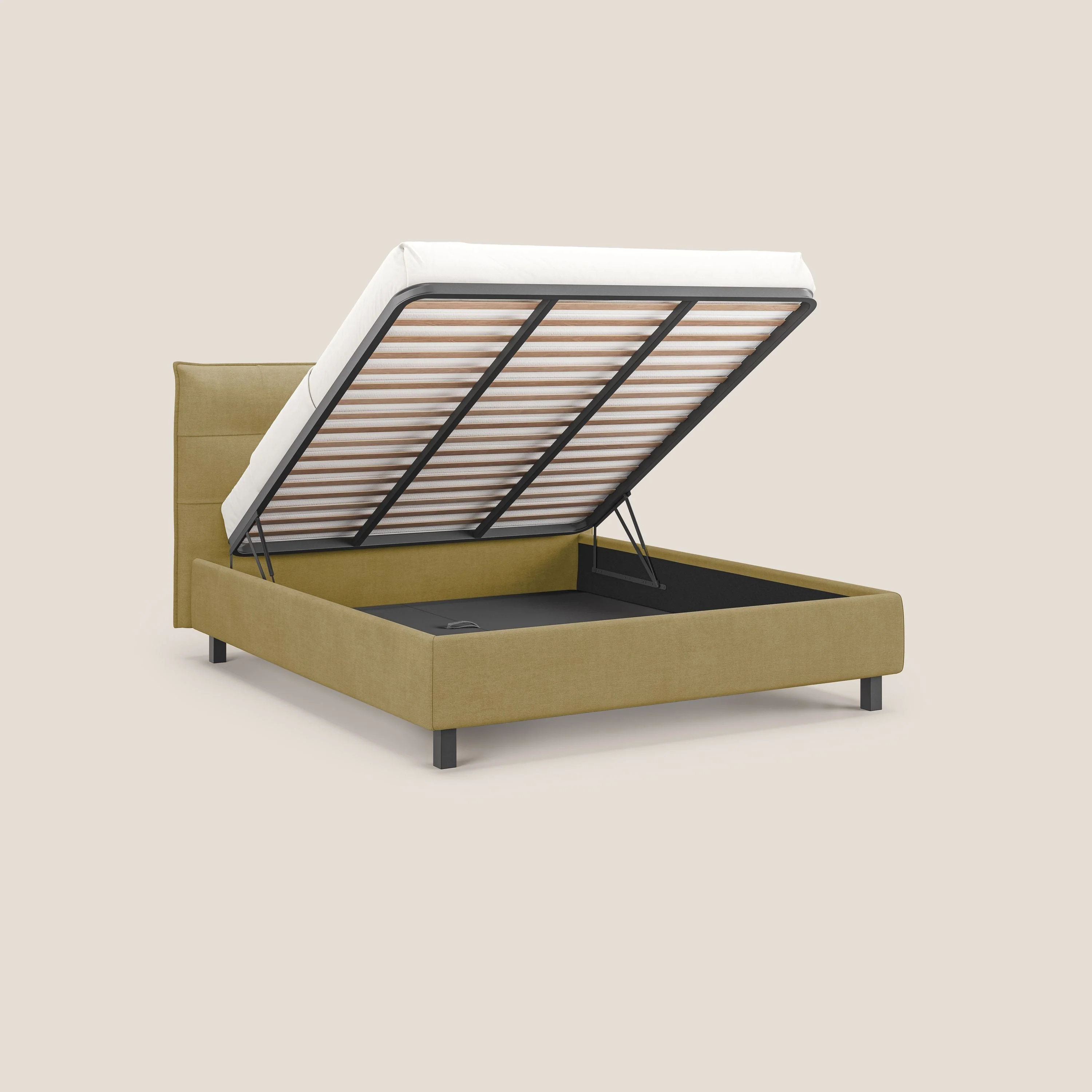 Liam lit coffre avec tête de lit capitonnée en tissu détachable T17 jaune - Image 2