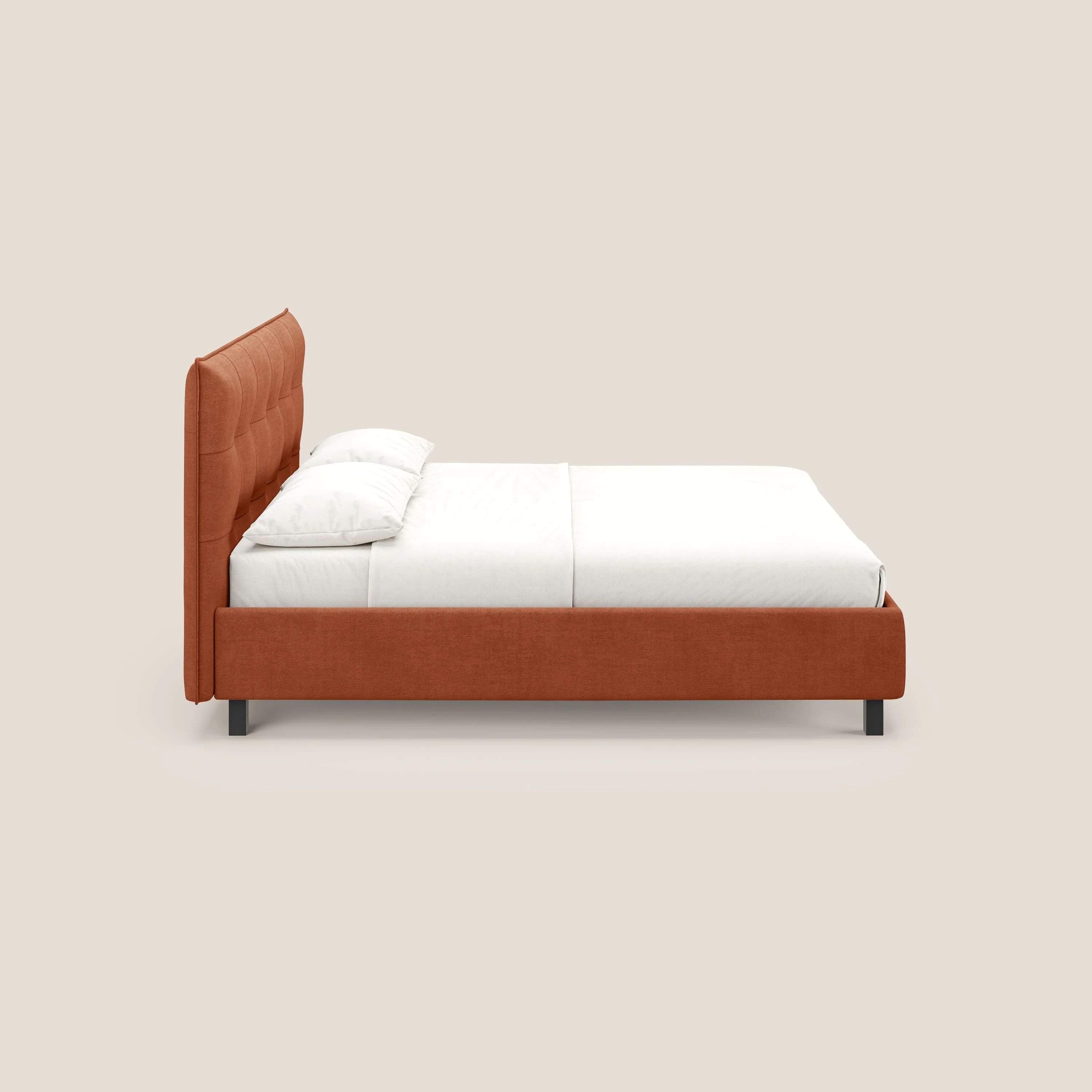 Liam lit coffre avec tête de lit capitonnée en tissu détachable T17 orange - Image 4