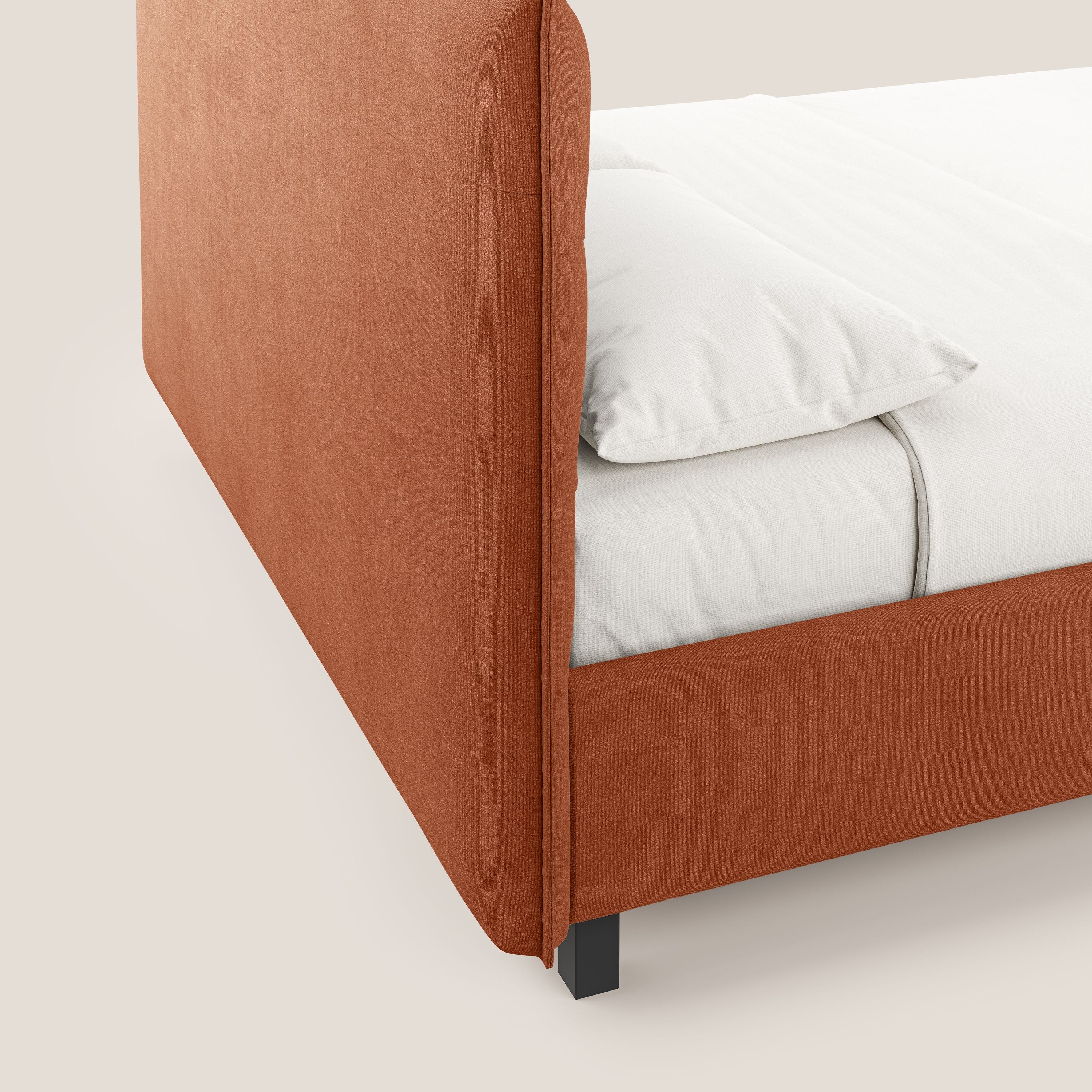 Liam lit coffre avec tête de lit capitonnée en tissu détachable T17 orange - Image 7