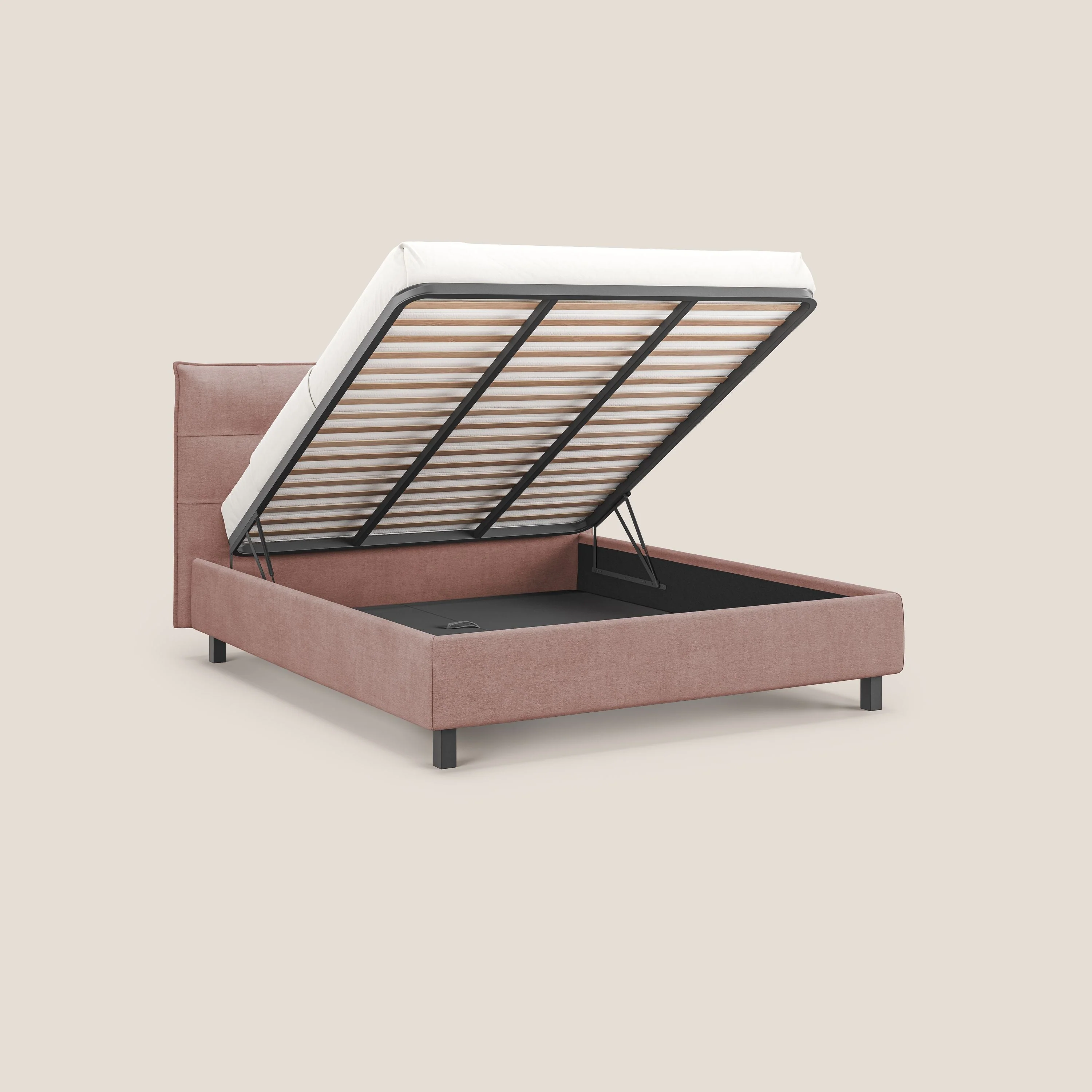 Liam lit coffre avec tête de lit capitonnée en tissu détachable T17 rose - Image 2