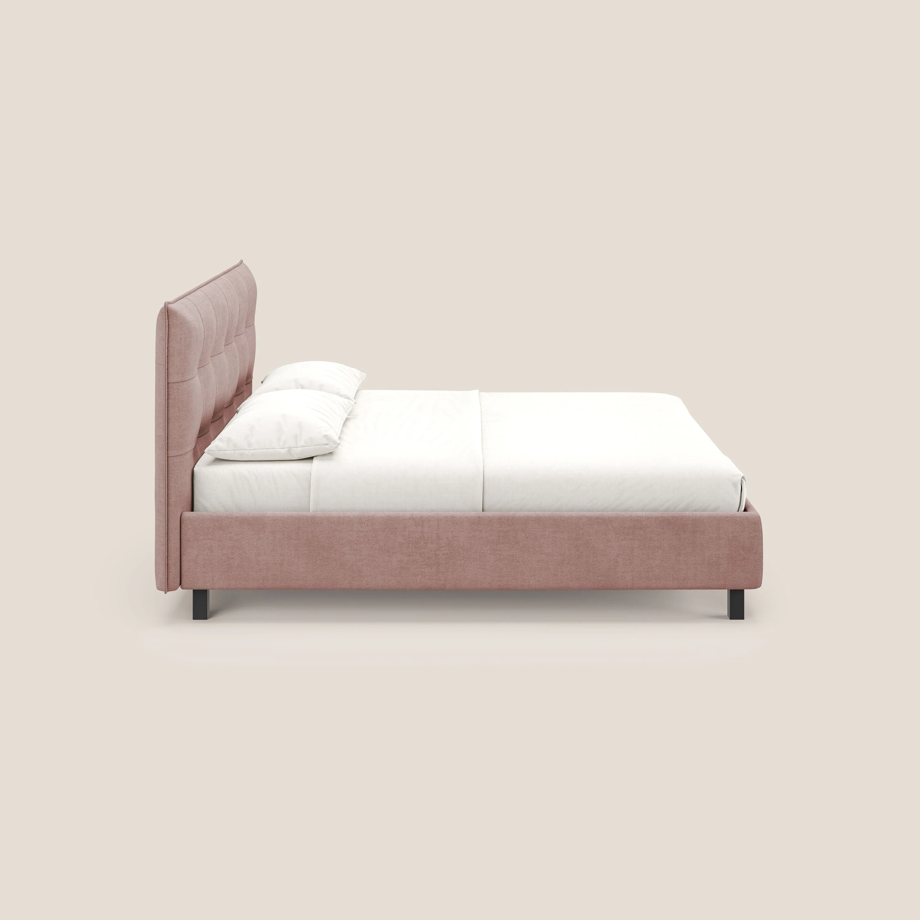 Liam lit coffre avec tête de lit capitonnée en tissu détachable T17 rose - Image 4