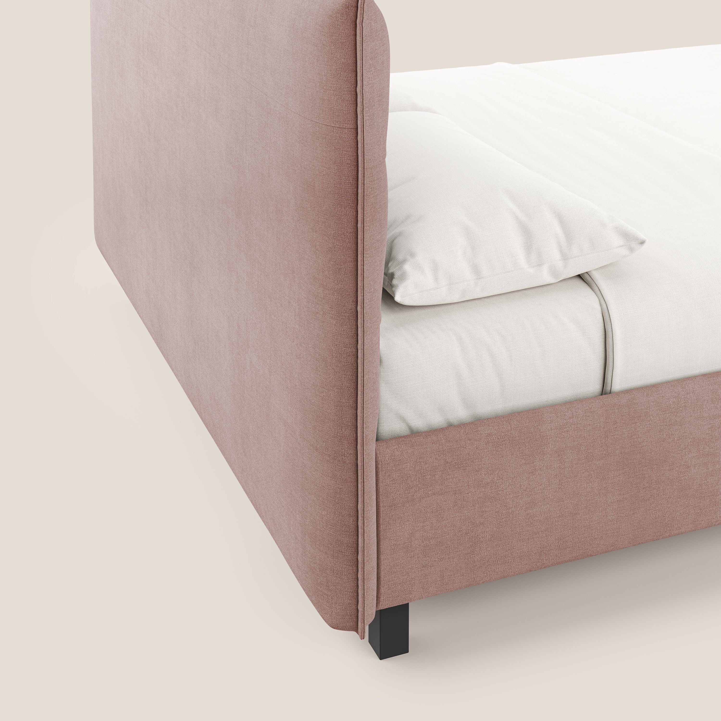 Liam lit coffre avec tête de lit capitonnée en tissu détachable T17 rose - Image 7
