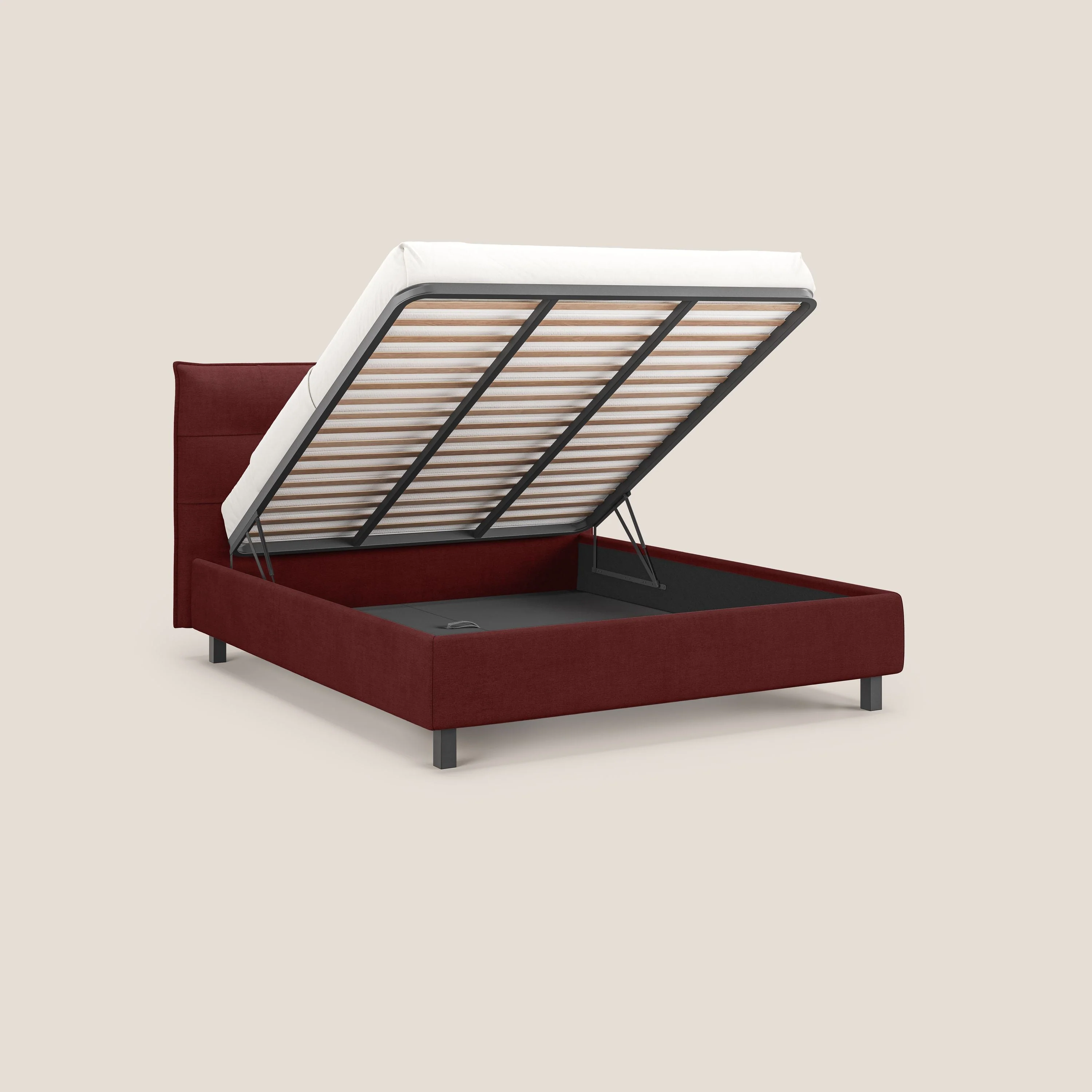Liam lit coffre avec tête de lit capitonnée en tissu détachable T17 rouge - Image 2