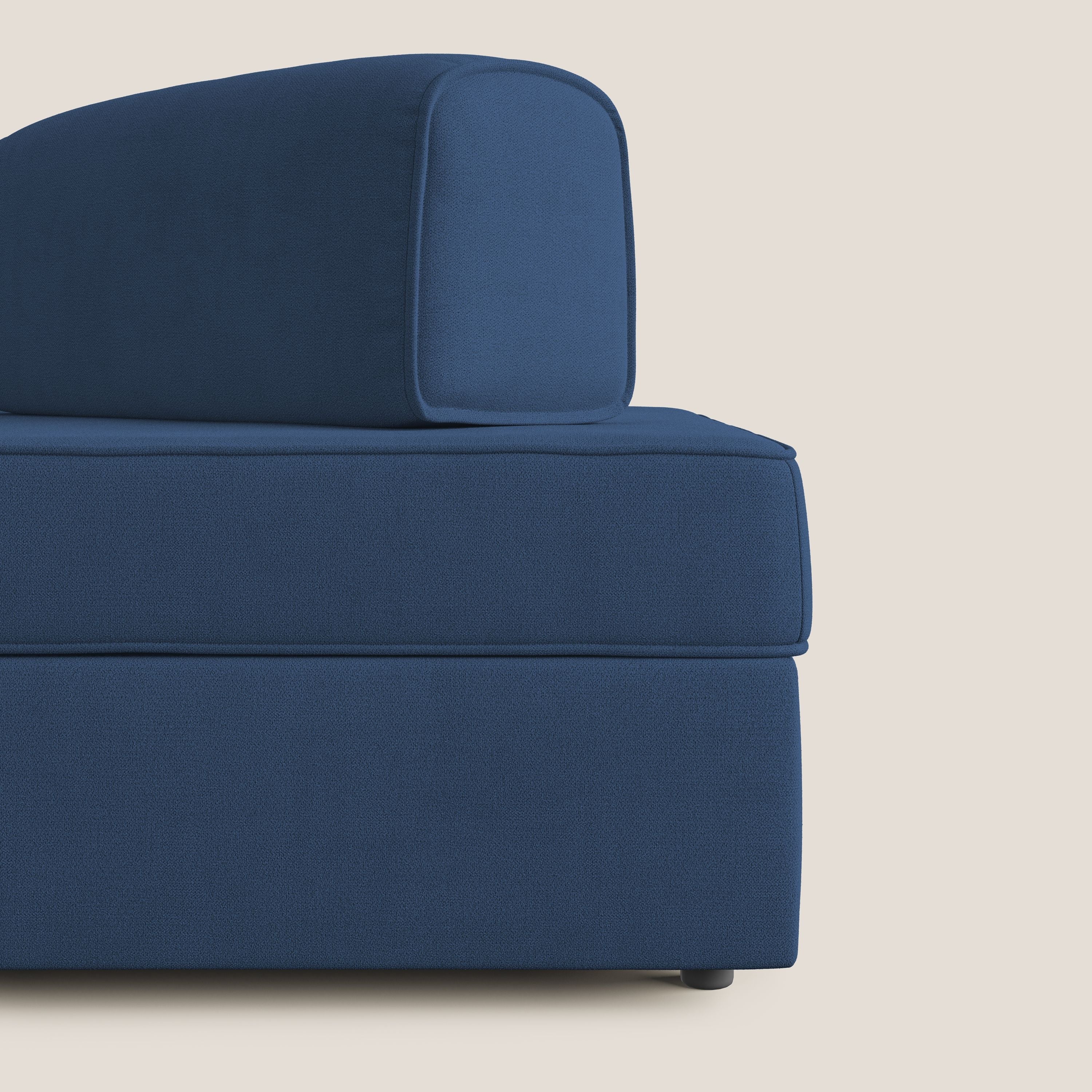 Liberty canapé avec pouf extractible et dossier amovible en tissu doux imperméable T02 bleu - Image 5
