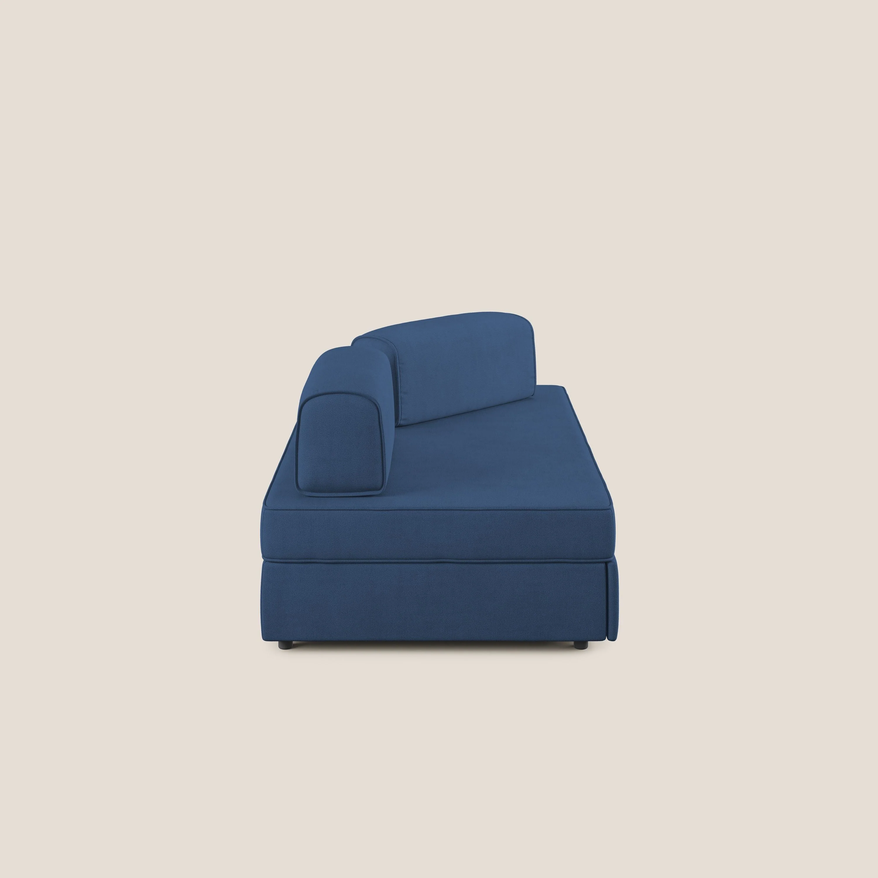 Liberty canapé avec pouf extractible et dossier amovible en tissu doux imperméable T02 bleu - Image 6