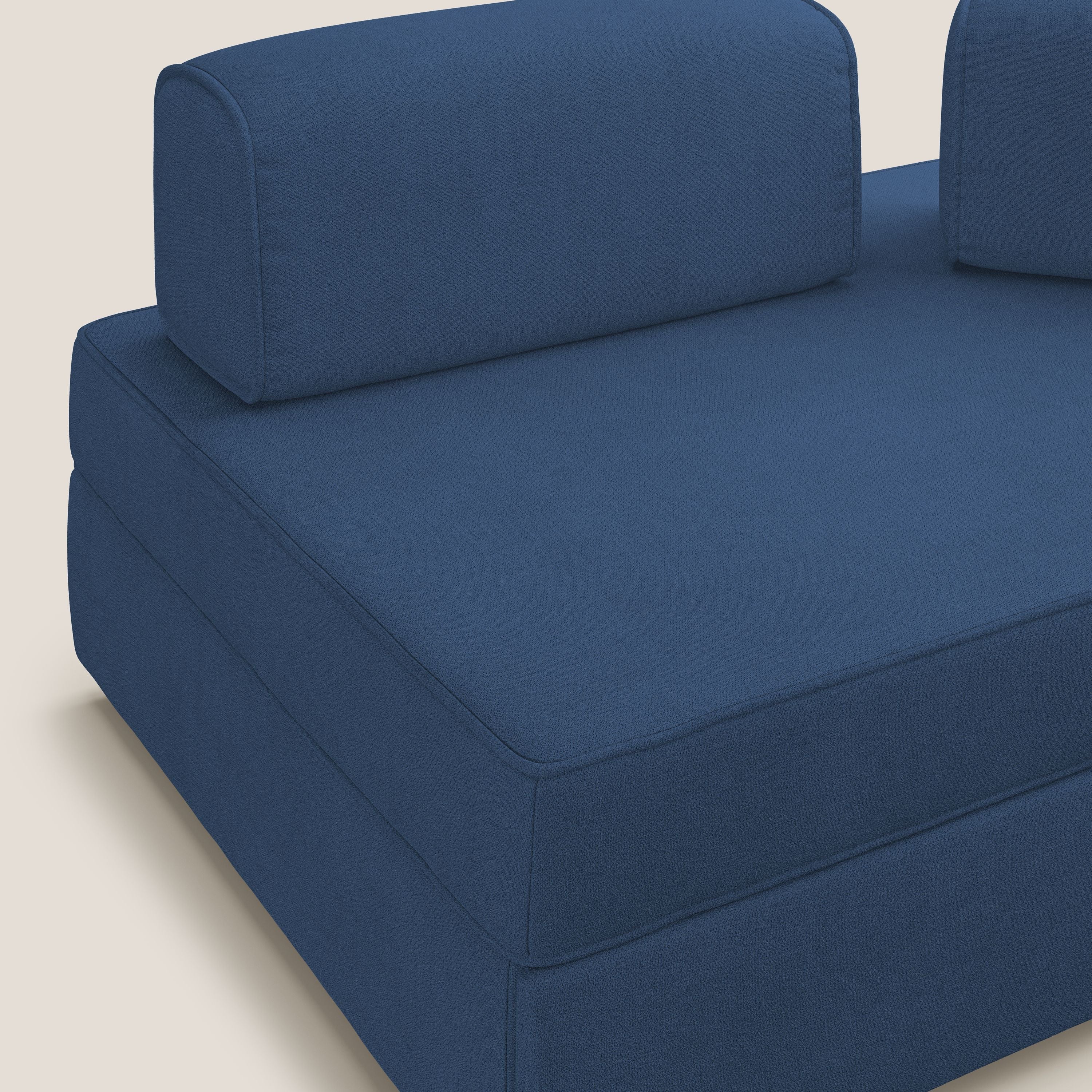 Liberty canapé avec pouf extractible et dossier amovible en tissu doux imperméable T02 bleu - Image 8