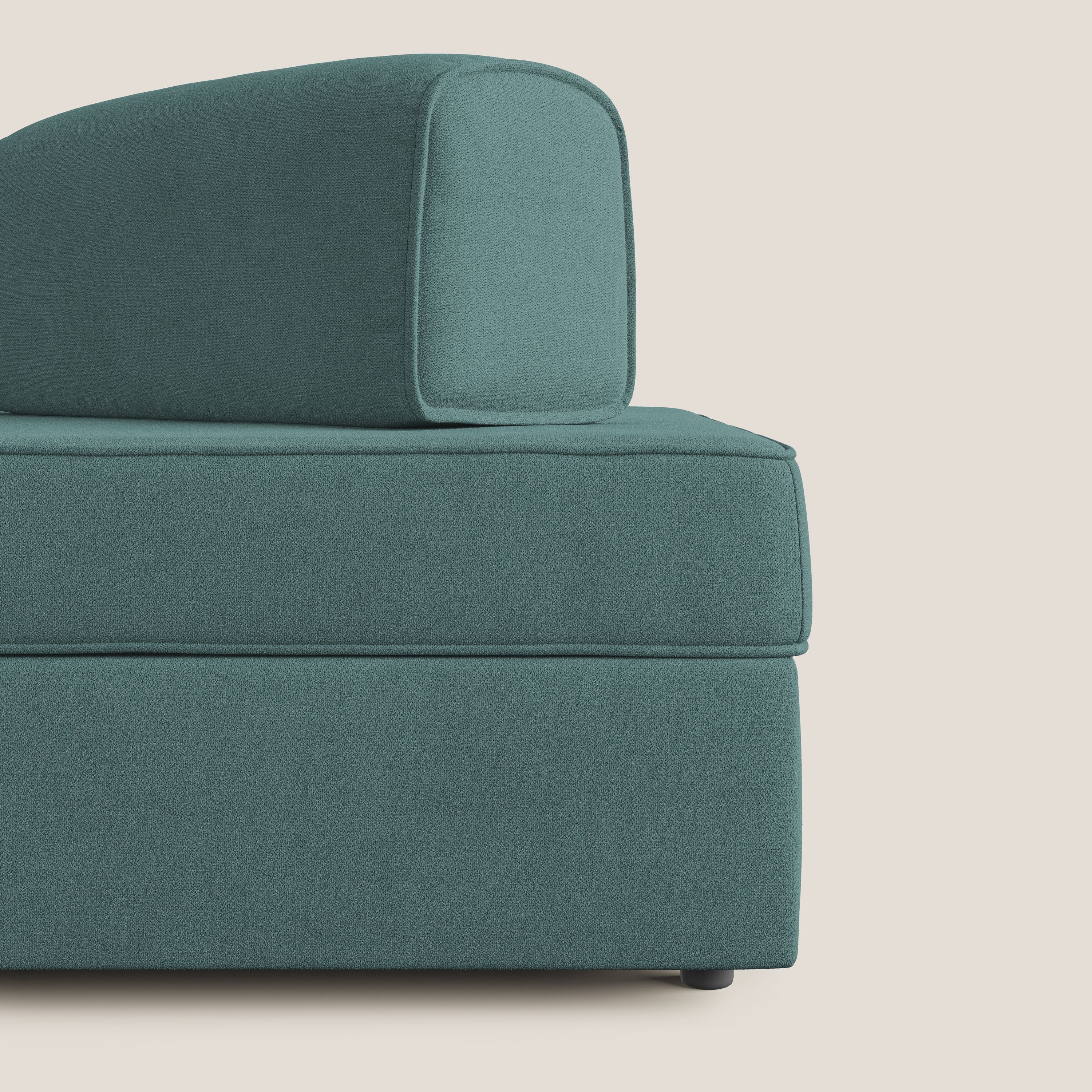 Liberty canapé avec pouf extractible et dossier amovible en tissu doux imperméable T02 bleu canard - Image 8