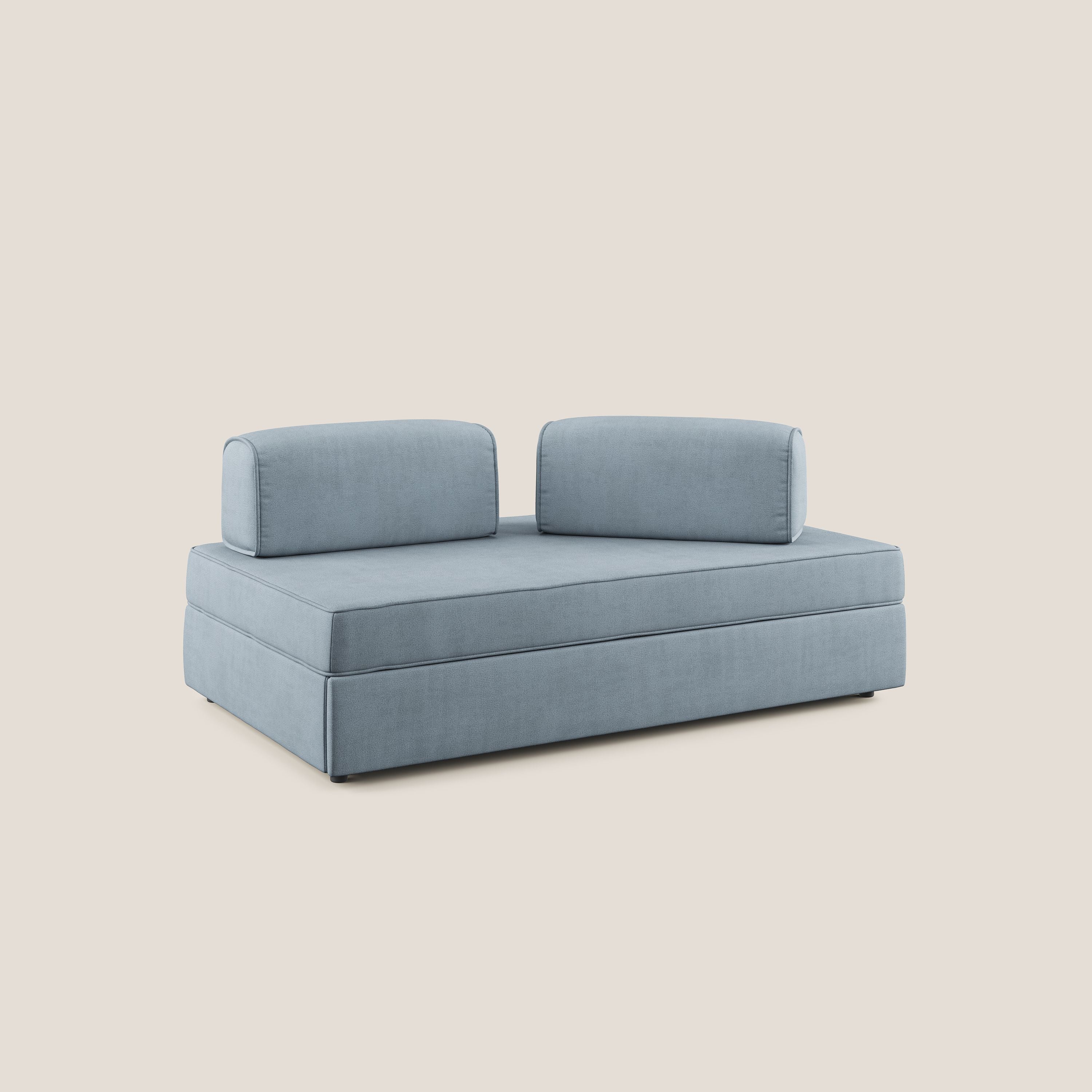 Liberty canapé avec pouf extractible et dossier amovible en tissu doux imperméable T02 bleu gris - Image 5