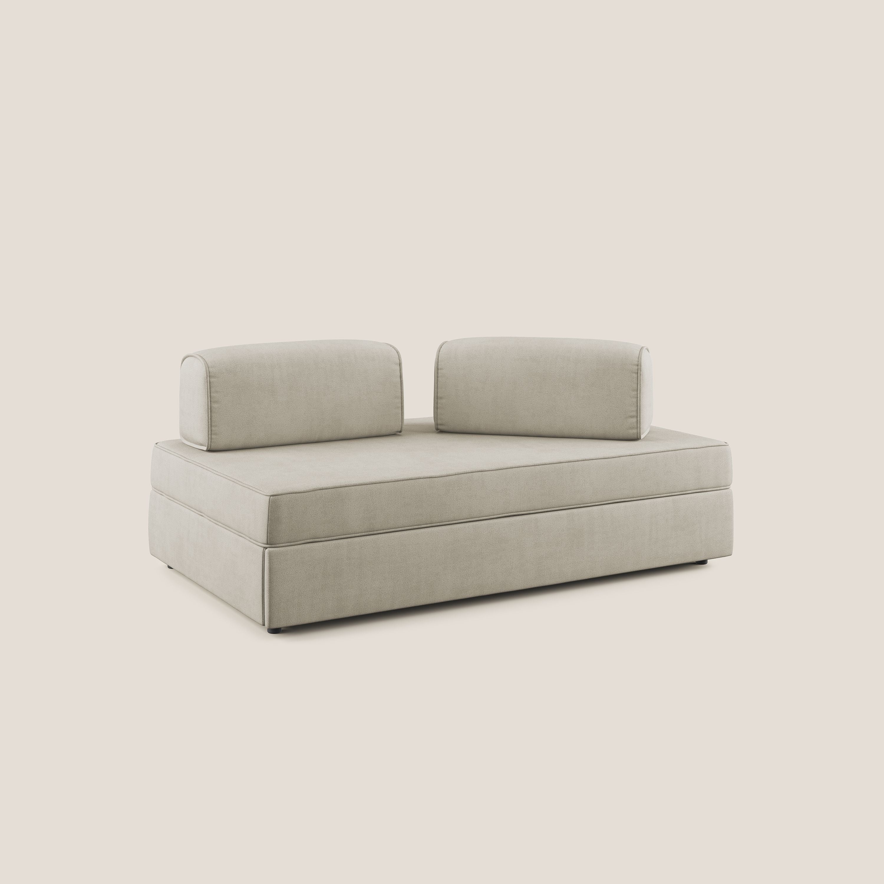 Liberty canapé avec pouf extractible et dossier amovible en tissu doux imperméable T02 crème - Image 3