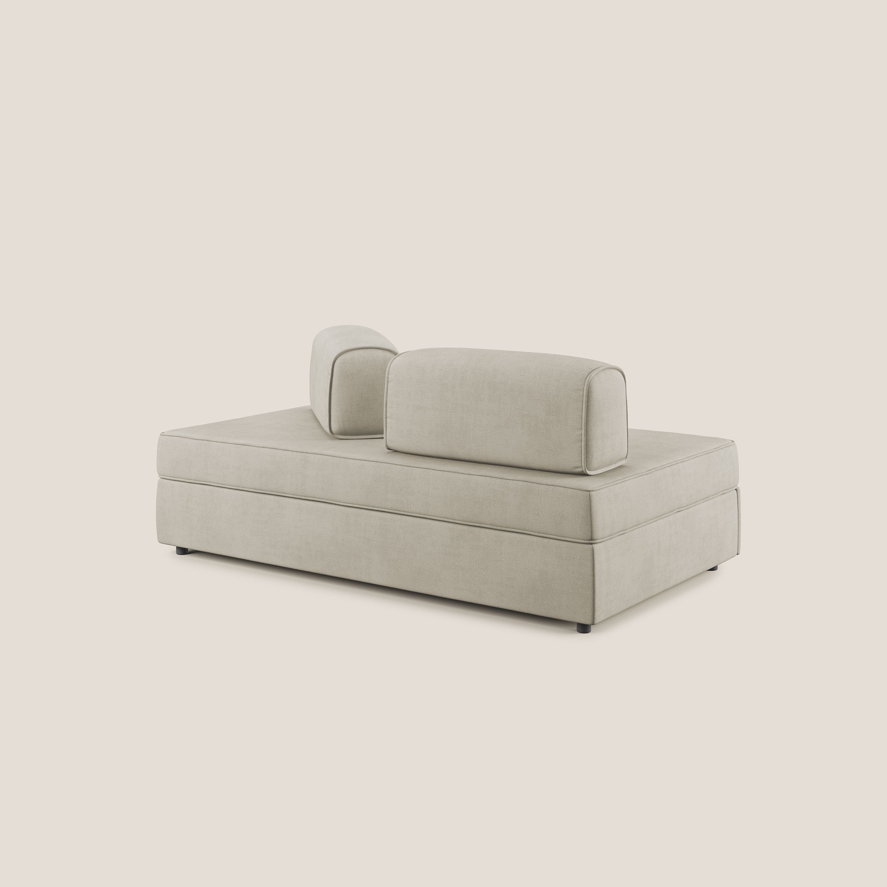Liberty canapé avec pouf extractible et dossier amovible en tissu doux imperméable T02 crème - Image 6