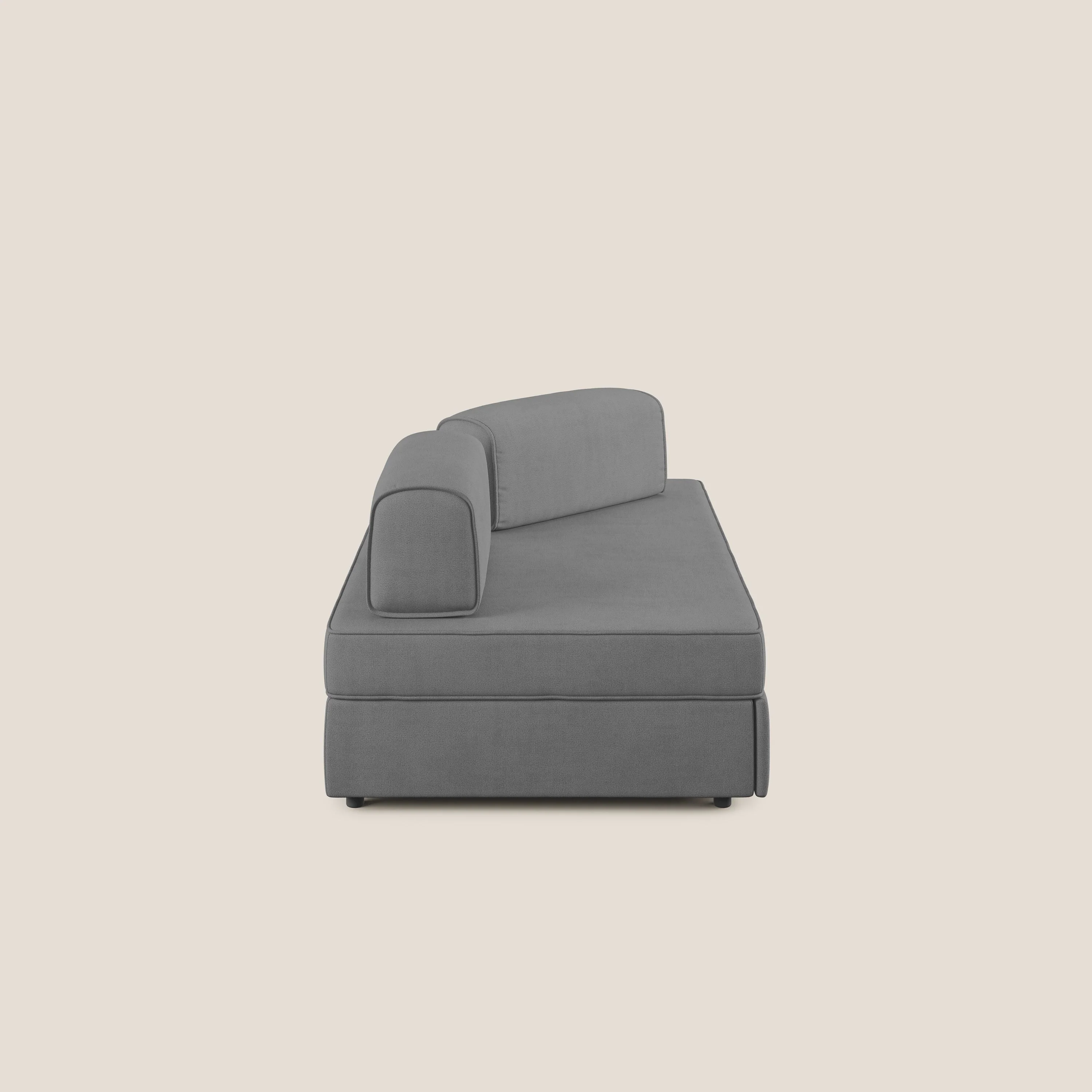 Liberty canapé avec pouf extractible et dossier amovible en tissu doux imperméable T02 gris - Image 4