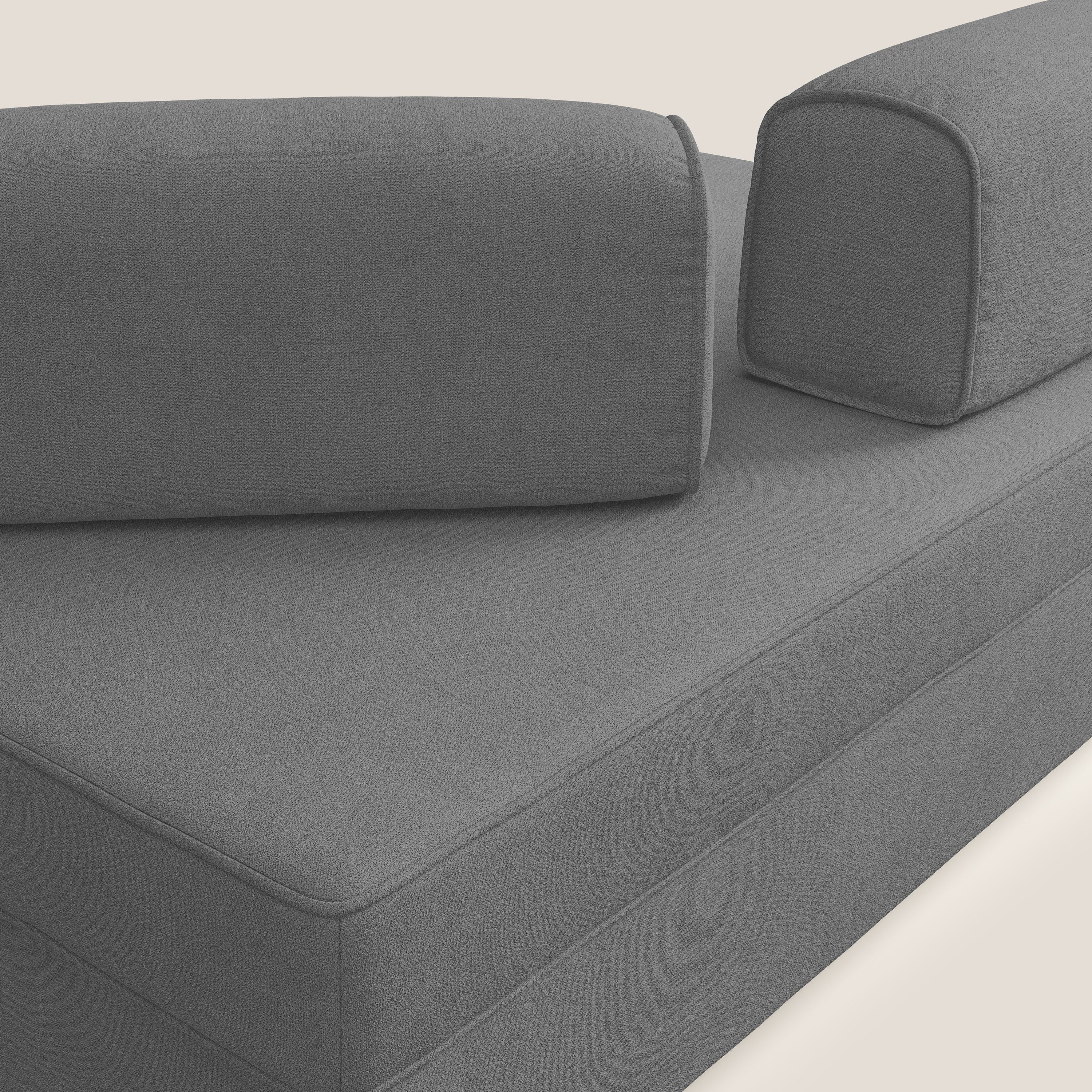Liberty canapé avec pouf extractible et dossier amovible en tissu doux imperméable T02 gris - Image 5