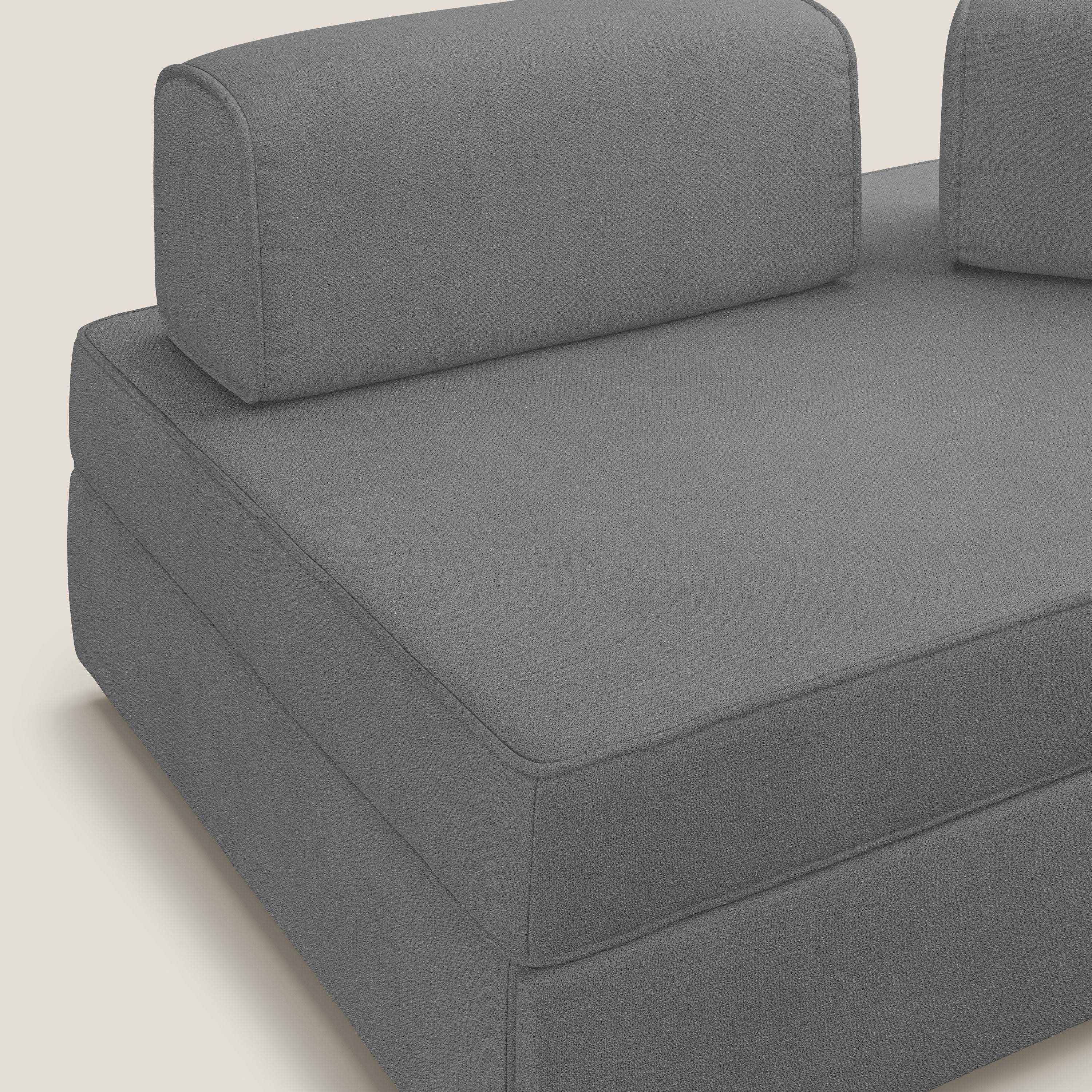 Liberty canapé avec pouf extractible et dossier amovible en tissu doux imperméable T02 gris - Image 7