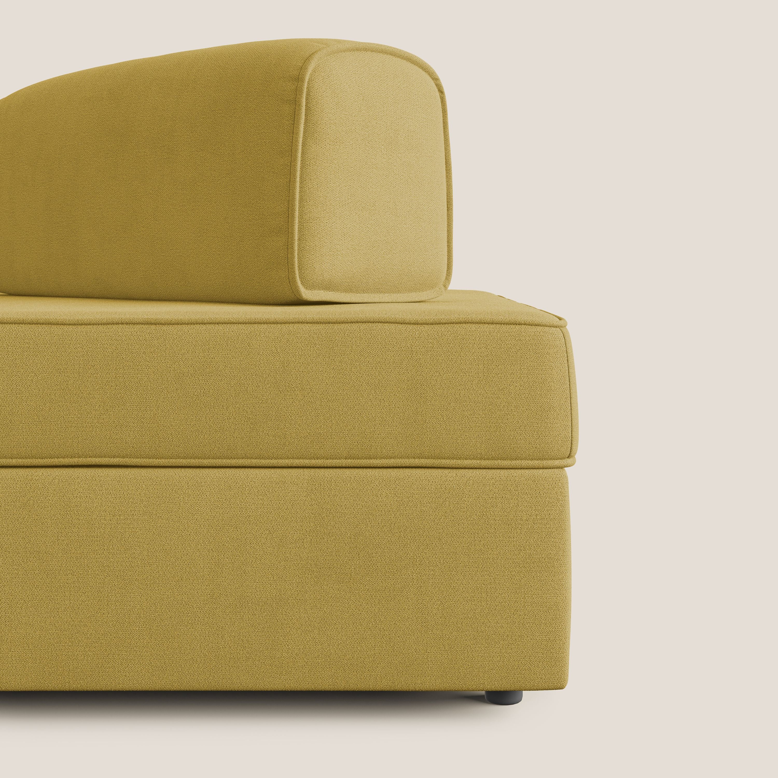 Liberty canapé avec pouf extractible et dossier amovible en tissu doux imperméable T02 jaune - Image 6
