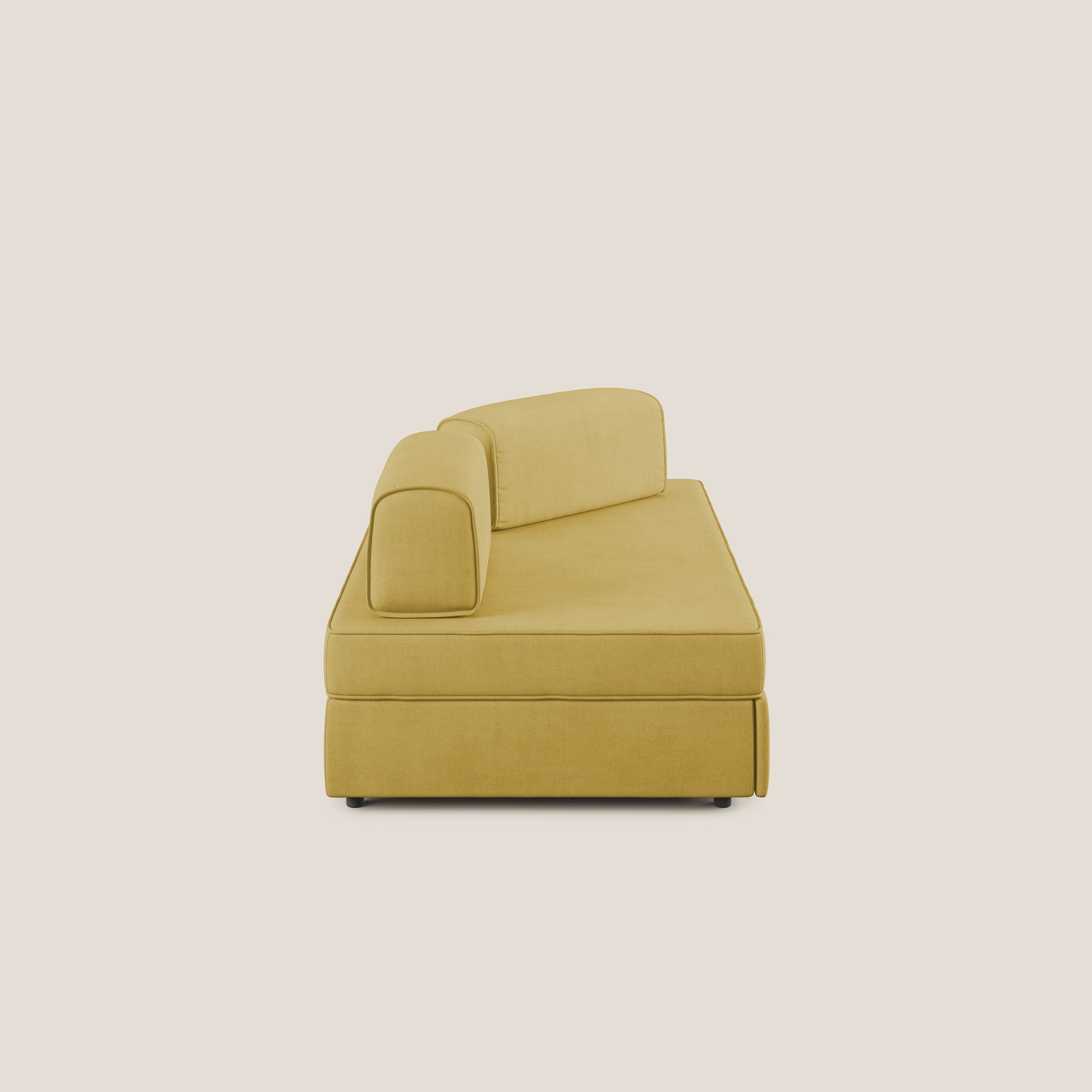 Liberty canapé avec pouf extractible et dossier amovible en tissu doux imperméable T02 jaune - Image 7