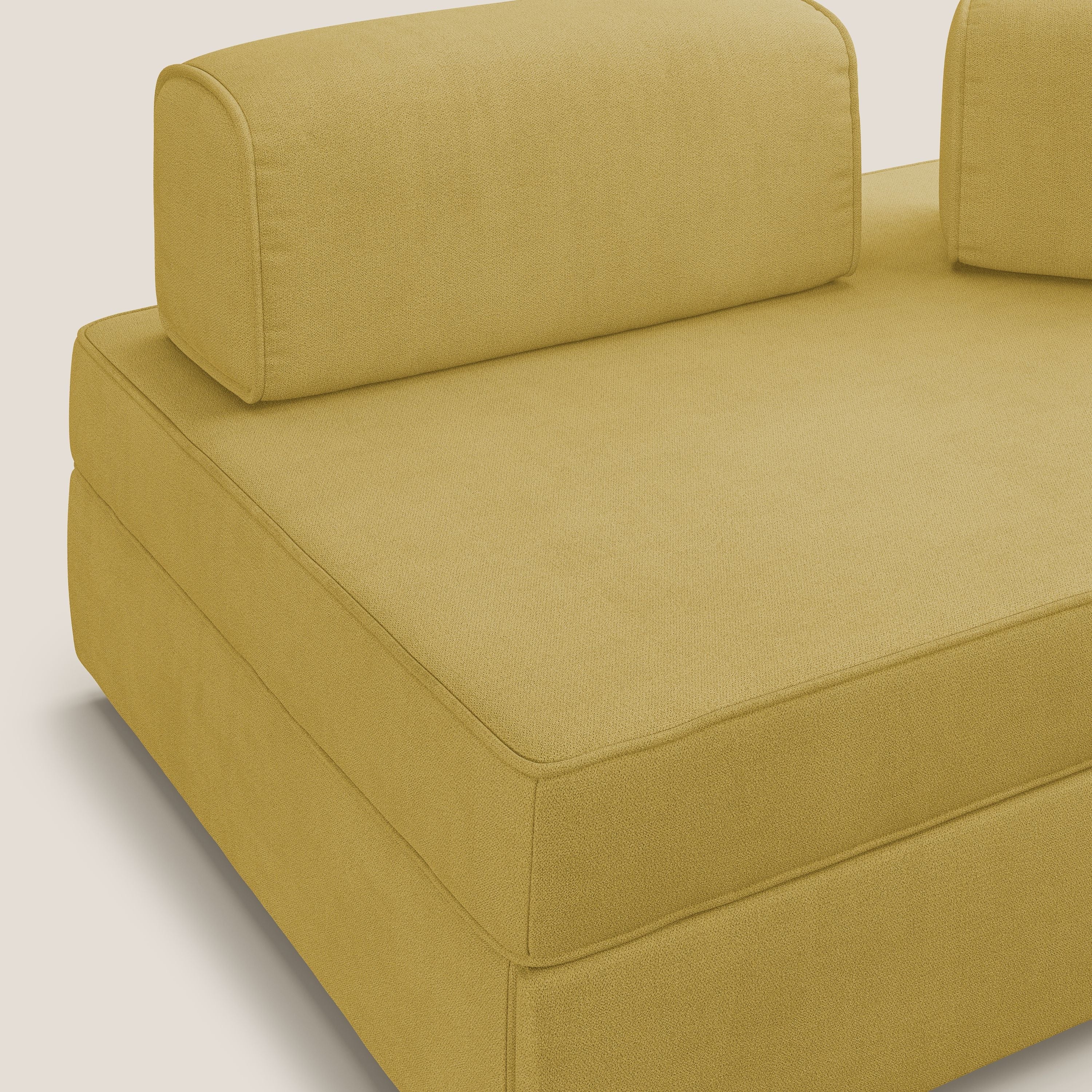 Liberty canapé avec pouf extractible et dossier amovible en tissu doux imperméable T02 jaune - Image 8