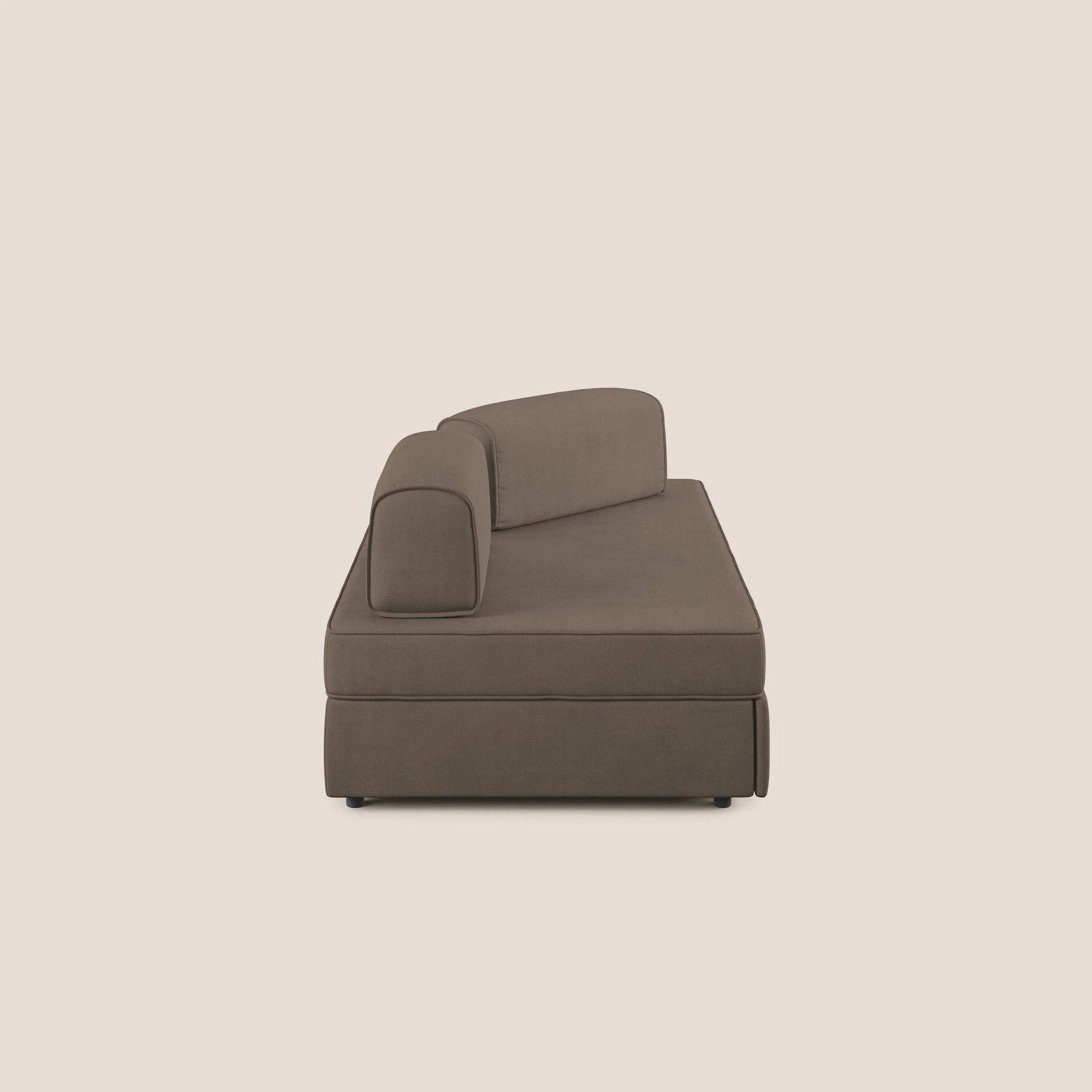 Liberty canapé avec pouf extractible et dossier amovible en tissu doux imperméable T02 marron - Image 4