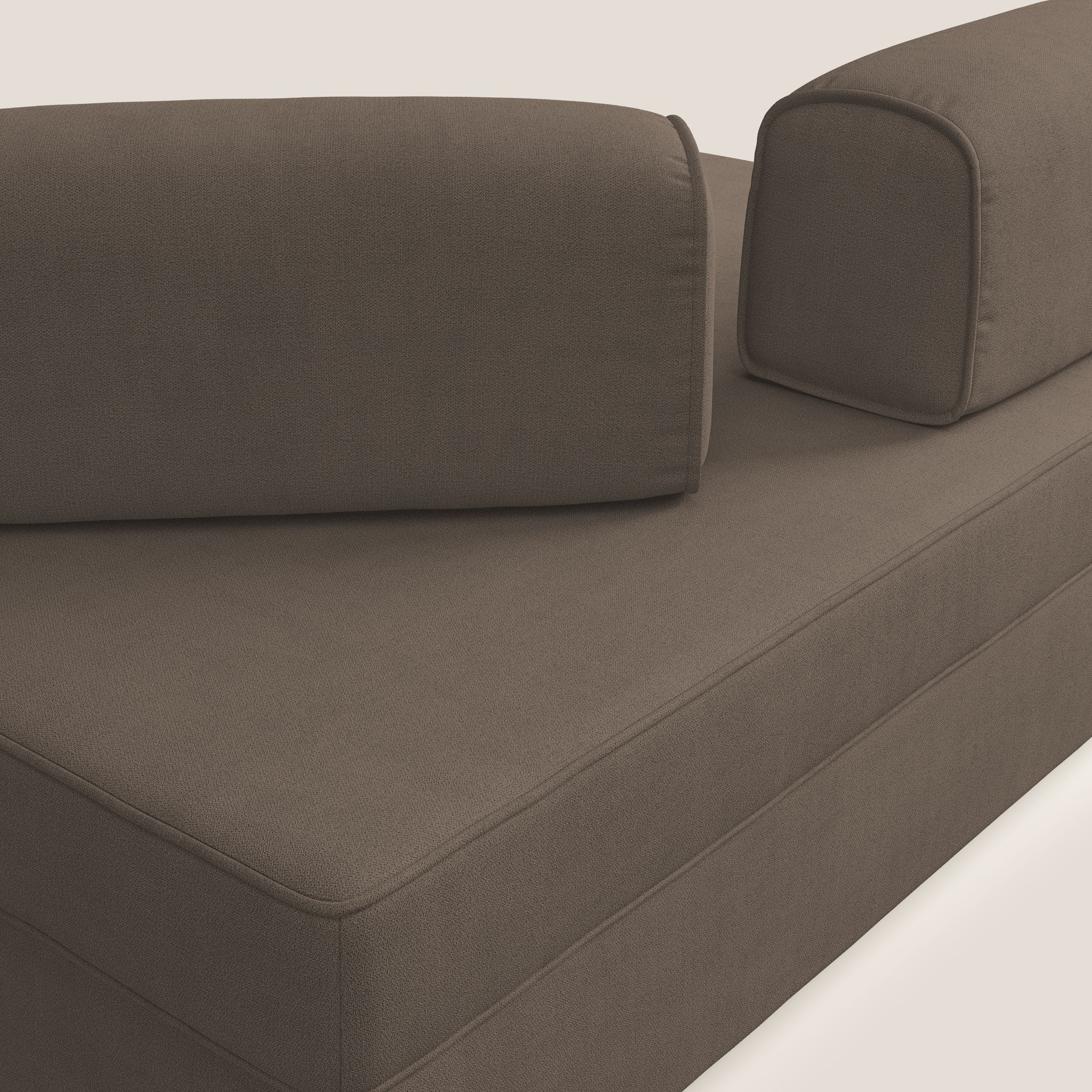 Liberty canapé avec pouf extractible et dossier amovible en tissu doux imperméable T02 marron - Image 5