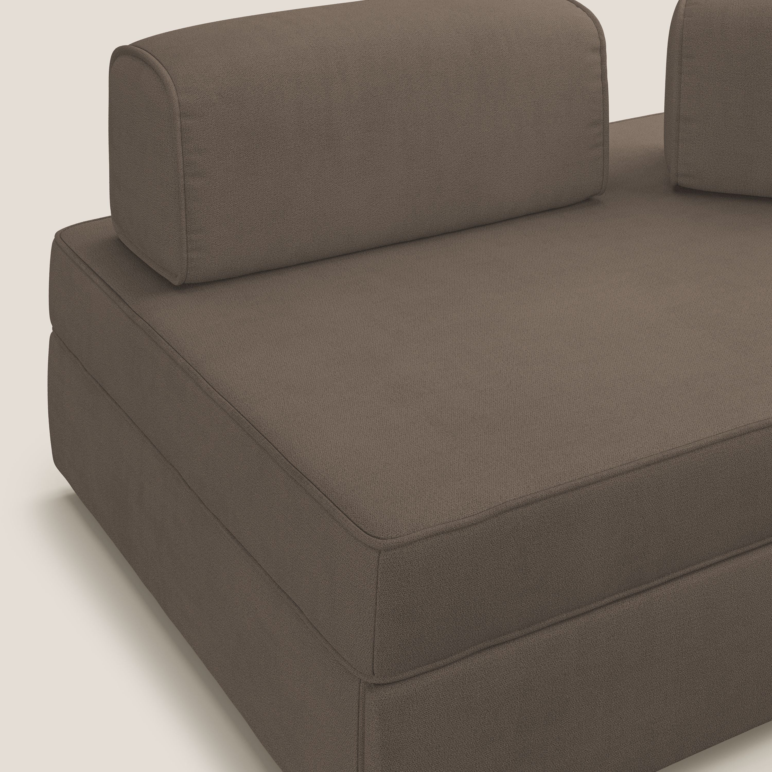 Liberty canapé avec pouf extractible et dossier amovible en tissu doux imperméable T02 marron - Image 7