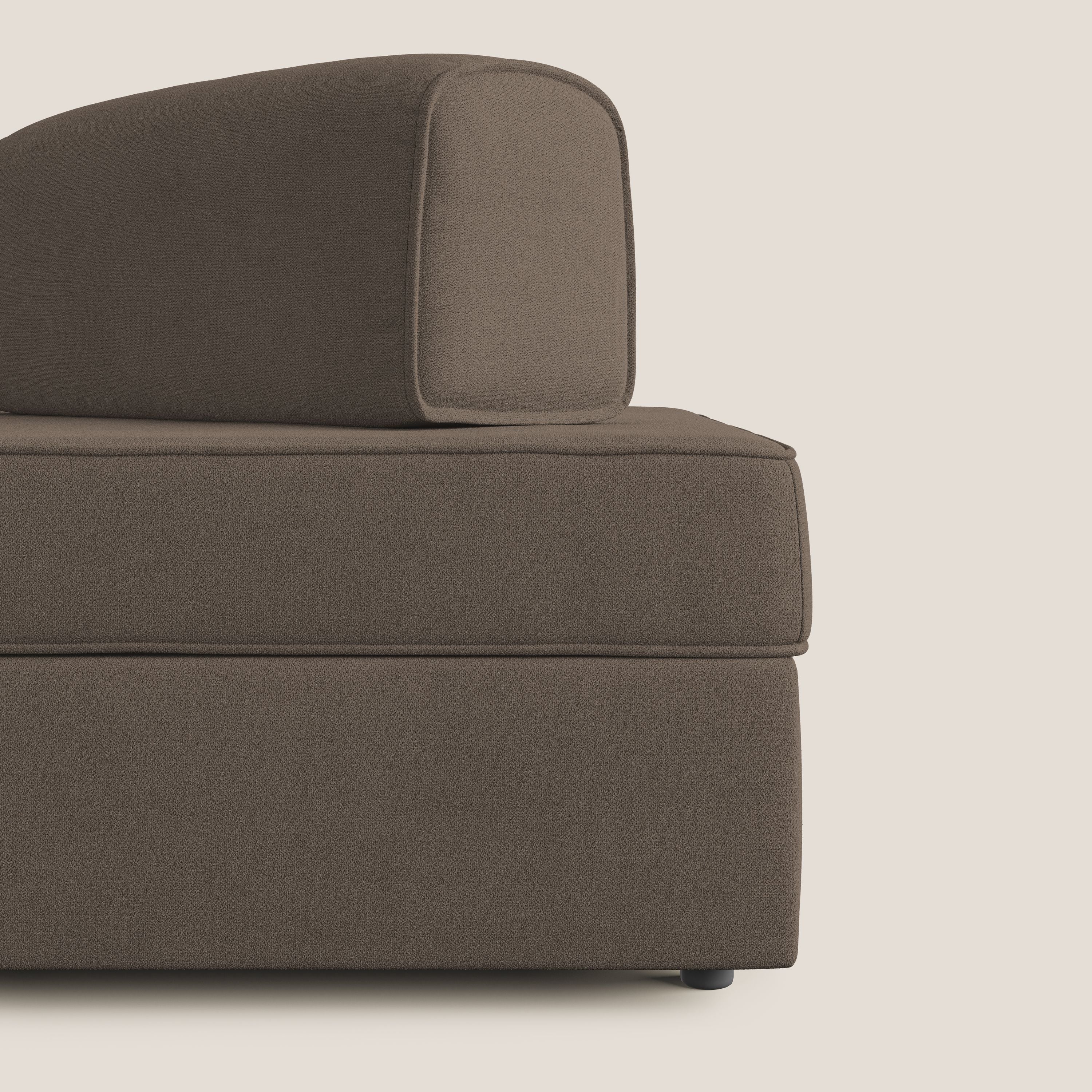 Liberty canapé avec pouf extractible et dossier amovible en tissu doux imperméable T02 marron - Image 8