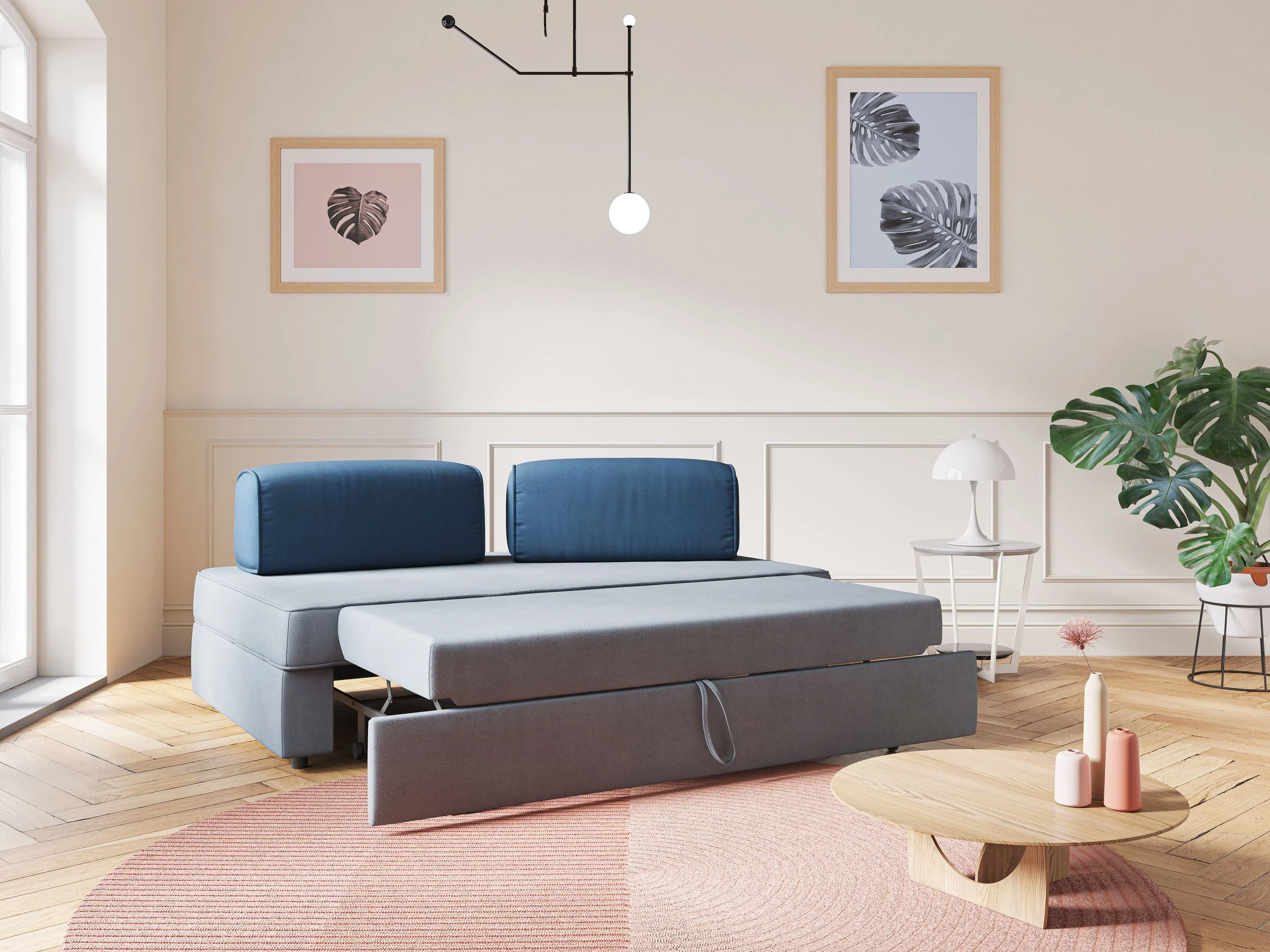 Liberty canapé avec pouf extractible et dossier amovible en tissu doux imperméable T02 noir - Image 12