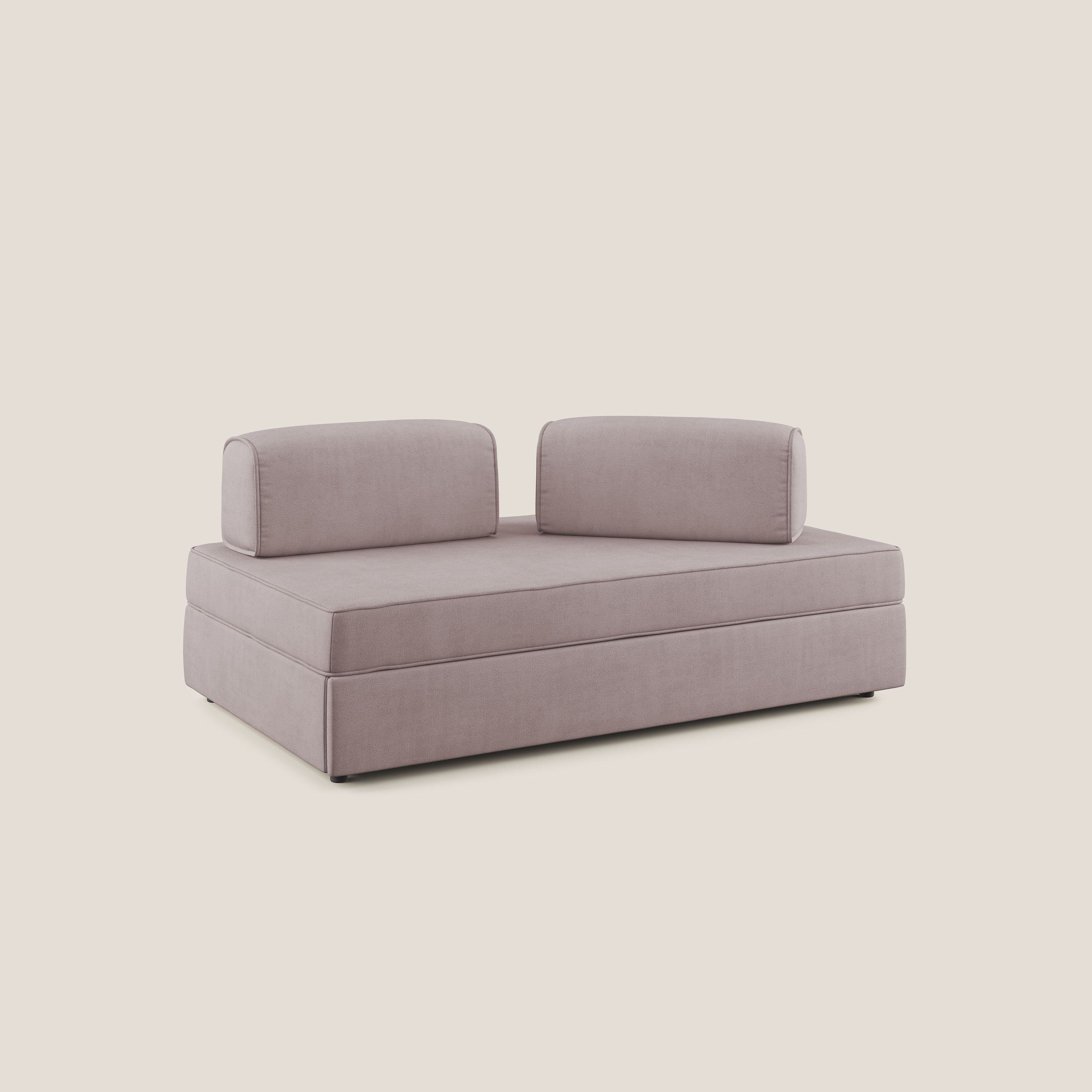 Liberty canapé avec pouf extractible et dossier amovible en tissu doux imperméable T02 rose - Image 3