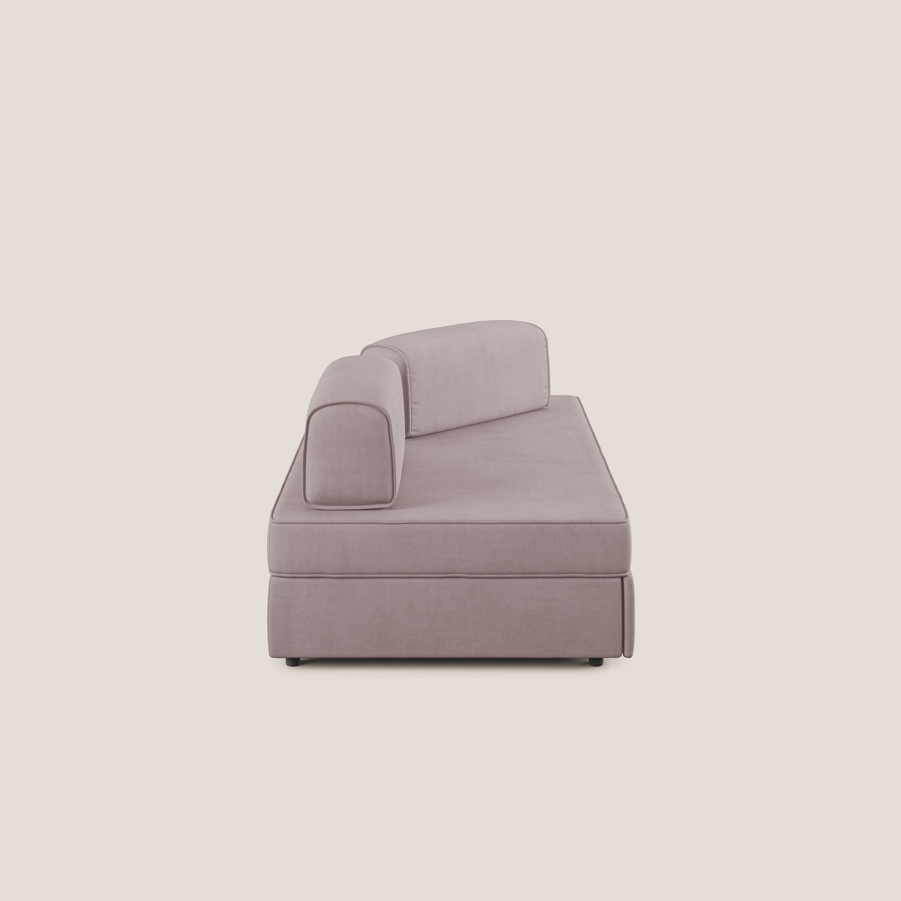 Liberty canapé avec pouf extractible et dossier amovible en tissu doux imperméable T02 rose - Image 4