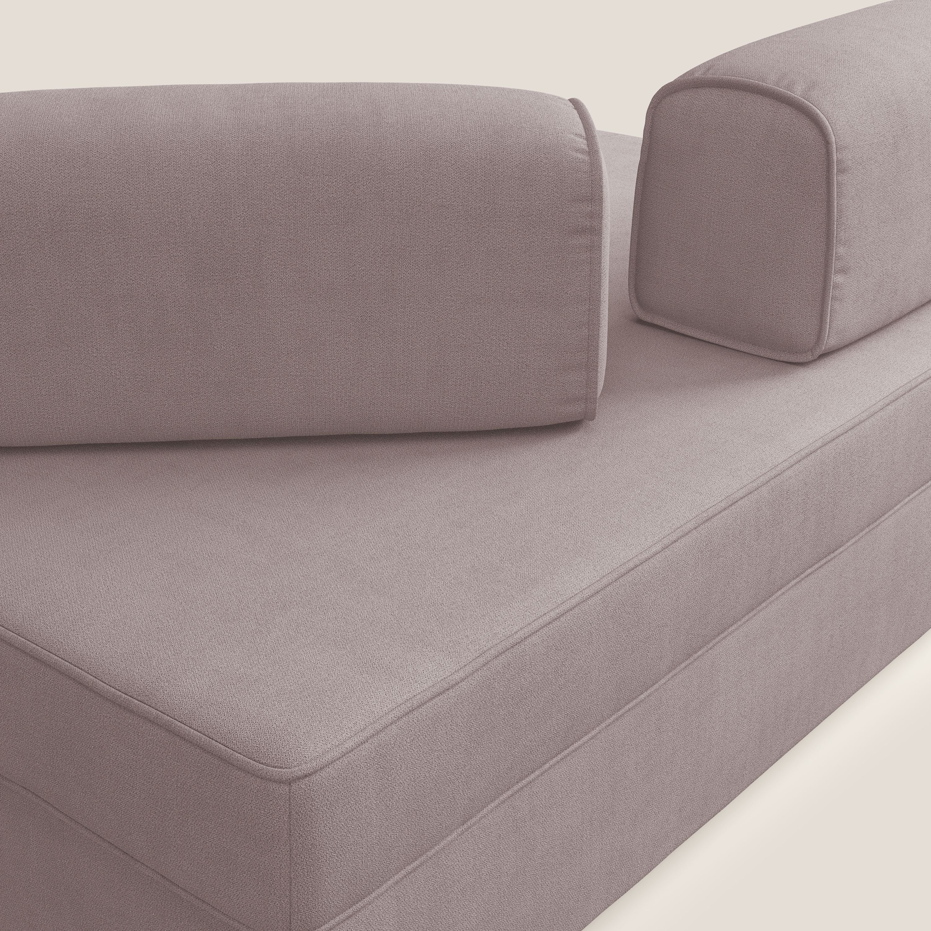 Liberty canapé avec pouf extractible et dossier amovible en tissu doux imperméable T02 rose - Image 5