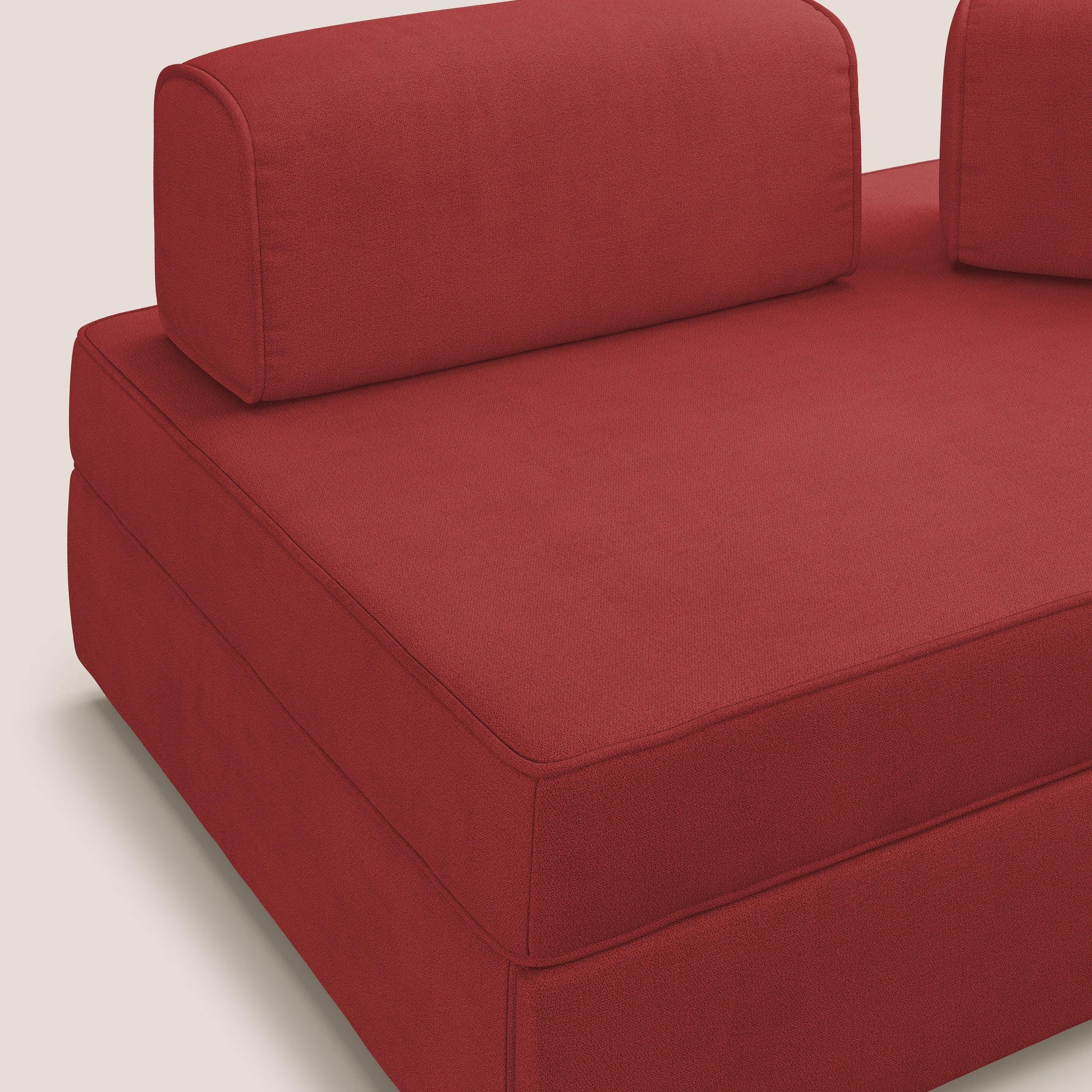 Liberty canapé avec pouf extractible et dossier amovible en tissu doux imperméable T02 rouge - Image 7
