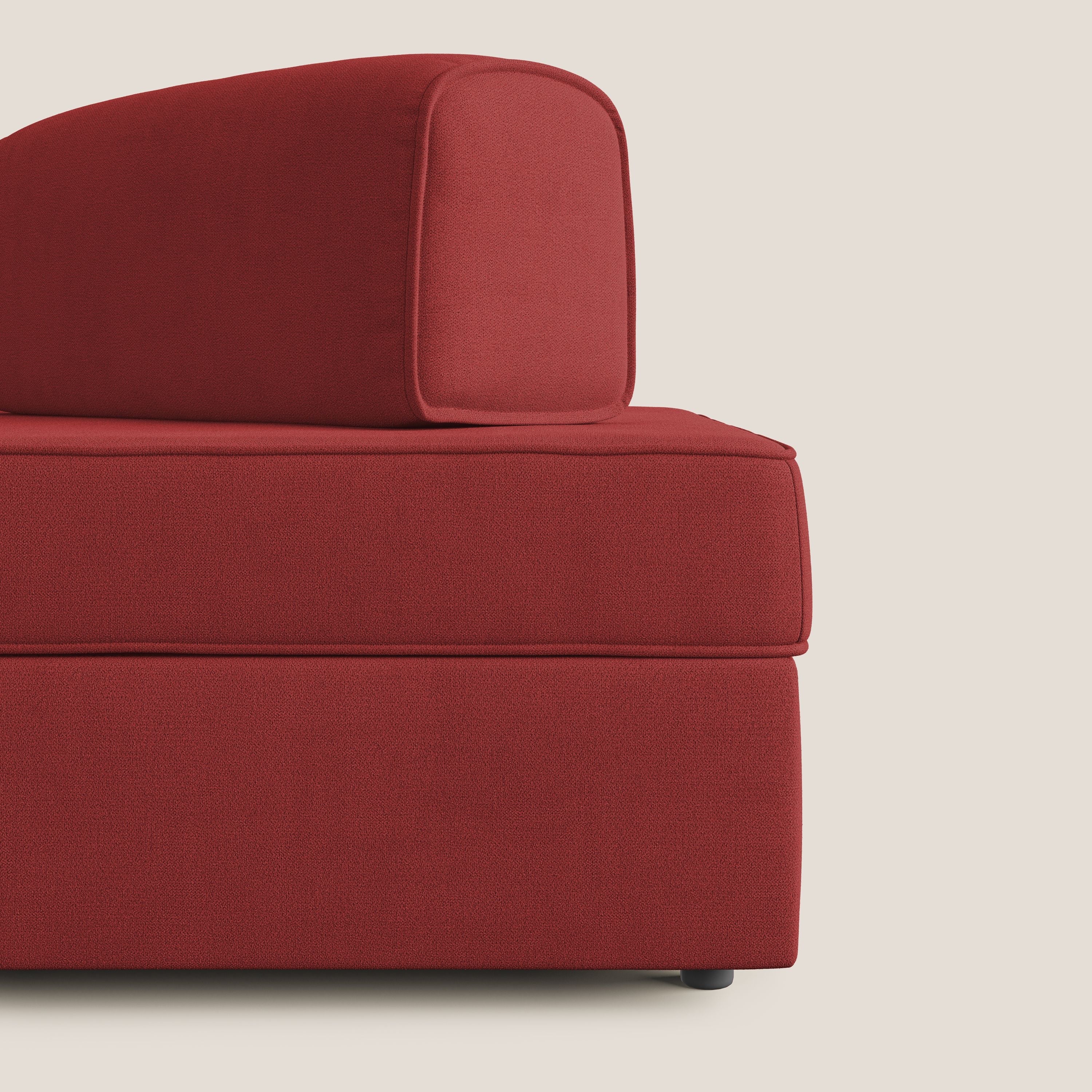 Liberty canapé avec pouf extractible et dossier amovible en tissu doux imperméable T02 rouge - Image 8