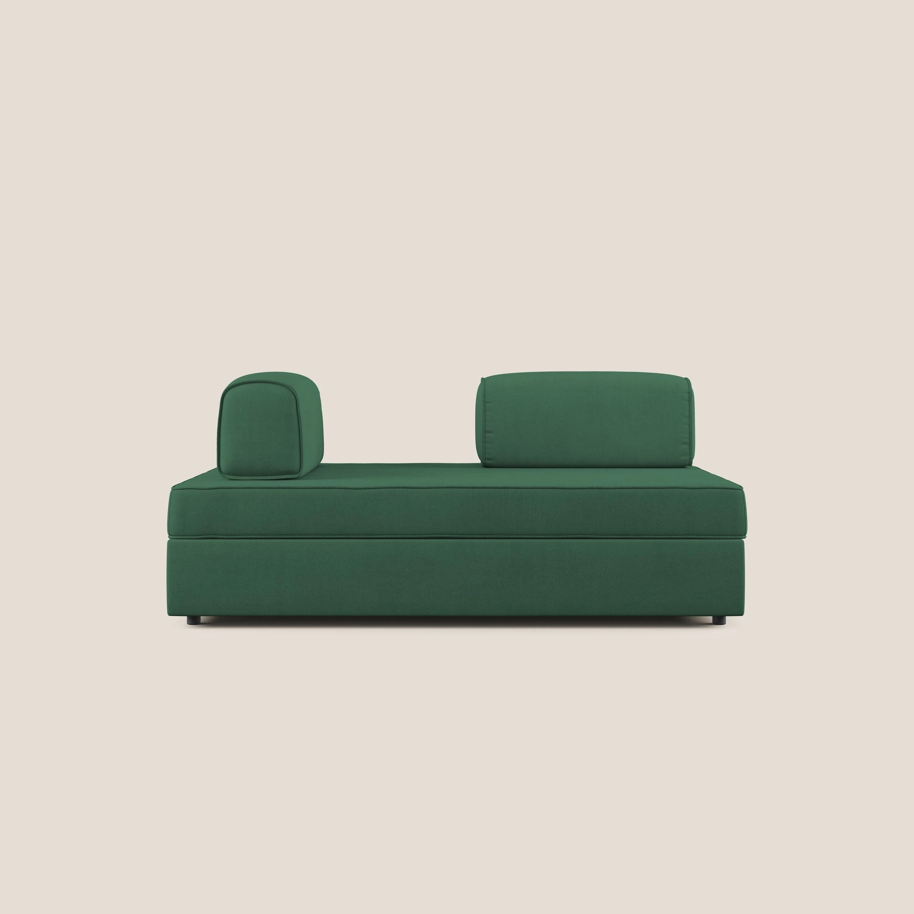 Liberty canapé avec pouf extractible et dossier amovible en tissu doux imperméable T02 vert