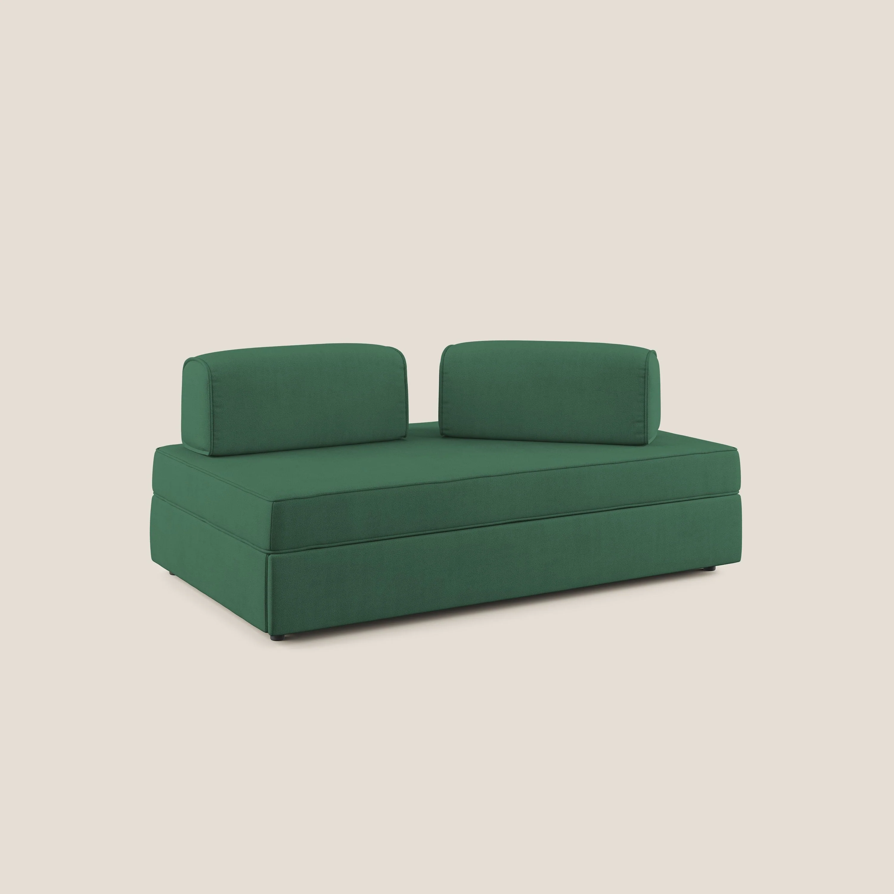 Liberty canapé avec pouf extractible et dossier amovible en tissu doux imperméable T02 vert - Image 3