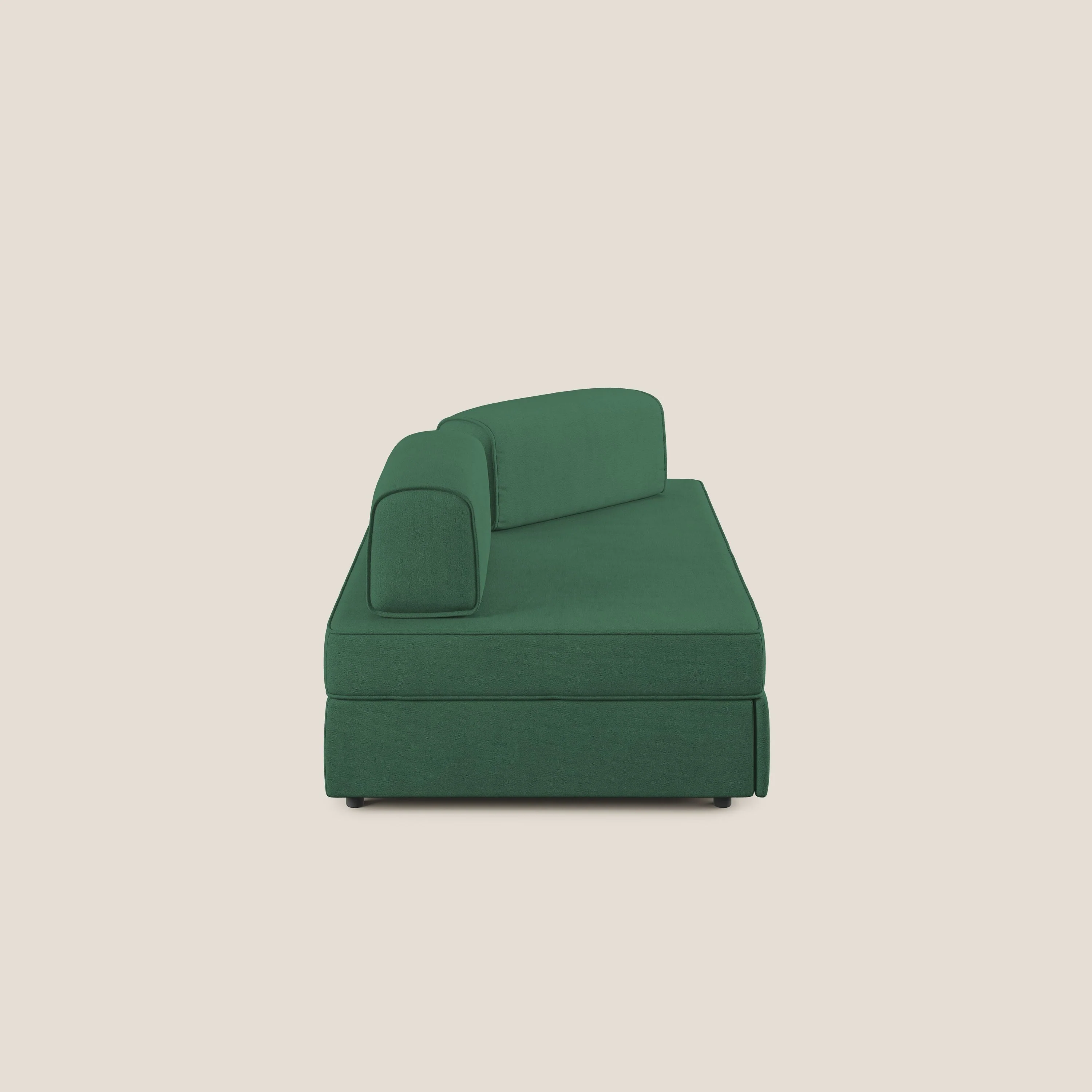 Liberty canapé avec pouf extractible et dossier amovible en tissu doux imperméable T02 vert - Image 4